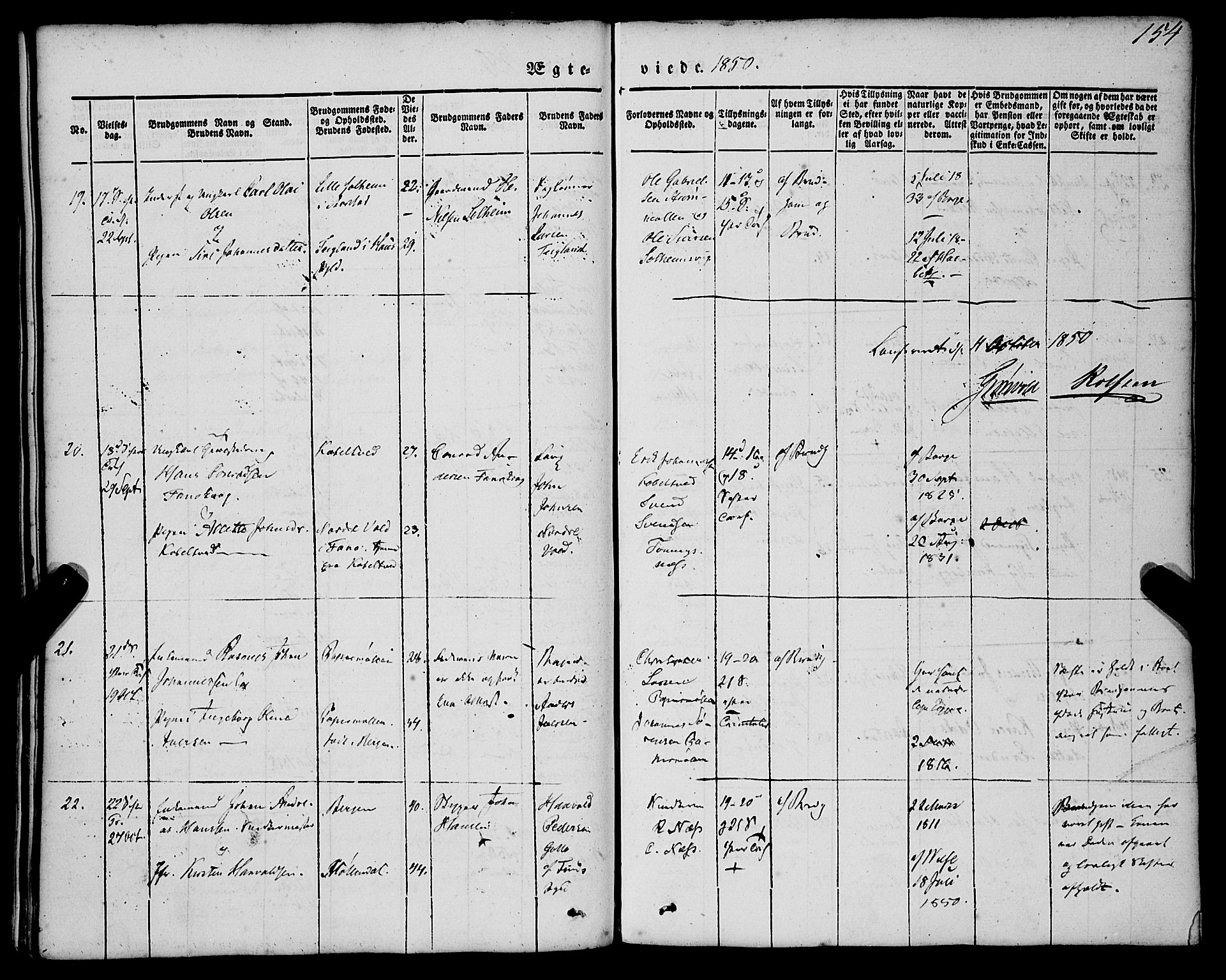 St. Jørgens hospital og Årstad sokneprestembete, AV/SAB-A-99934: Parish register (official) no. A 4, 1844-1863, p. 154