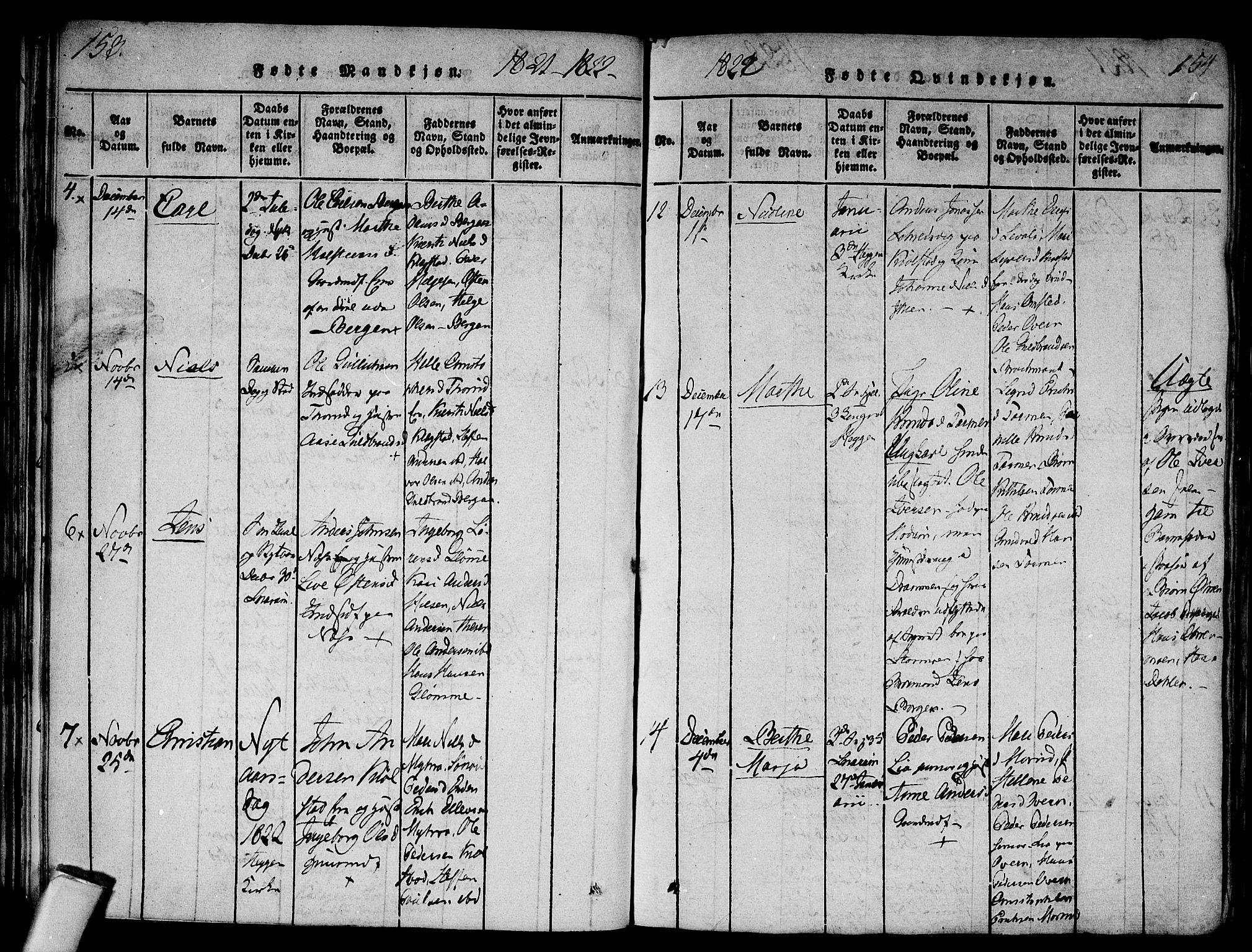 Modum kirkebøker, AV/SAKO-A-234/F/Fa/L0004: Parish register (official) no. 4, 1818-1824, p. 153-154