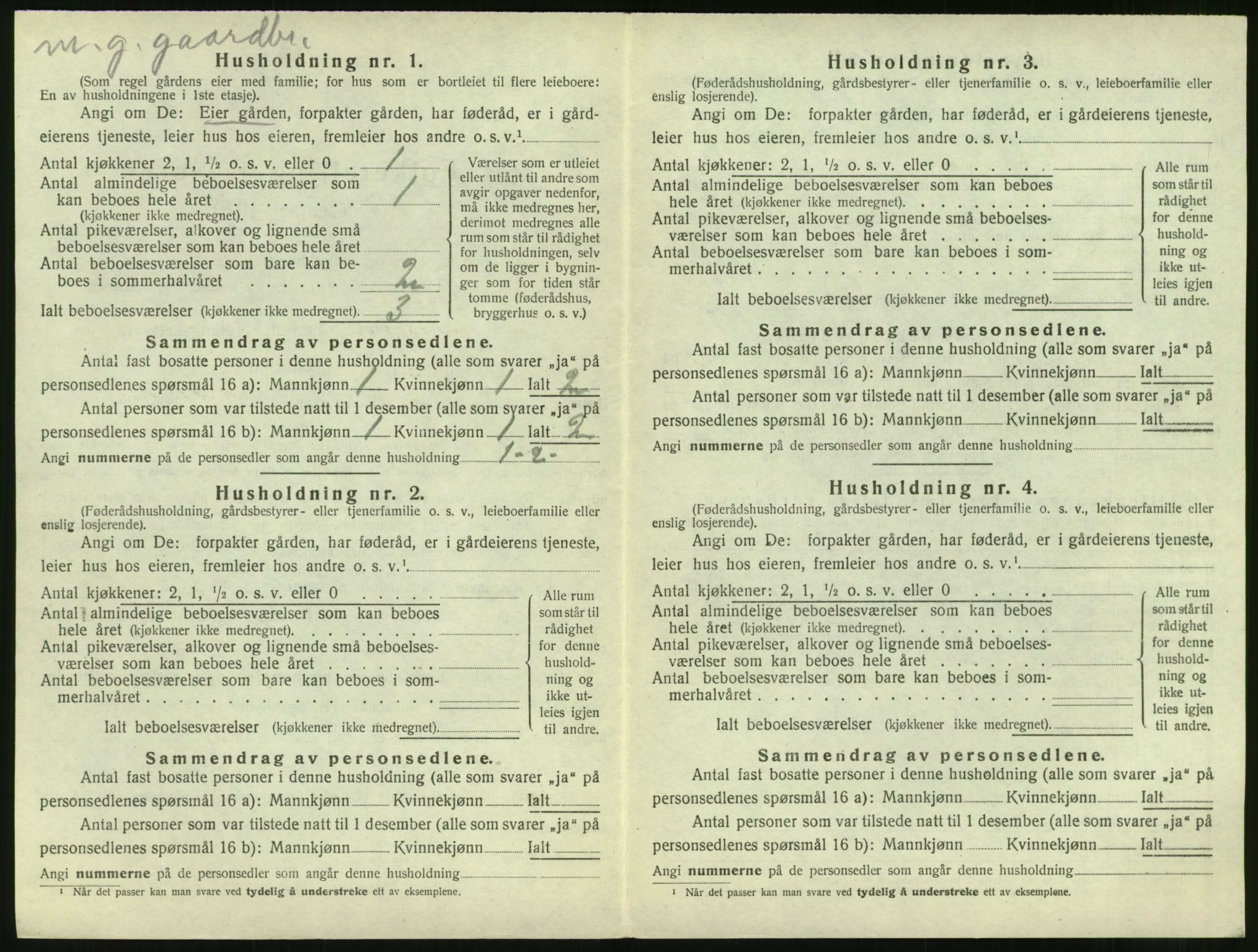 SAT, 1920 census for Vatne, 1920, p. 251