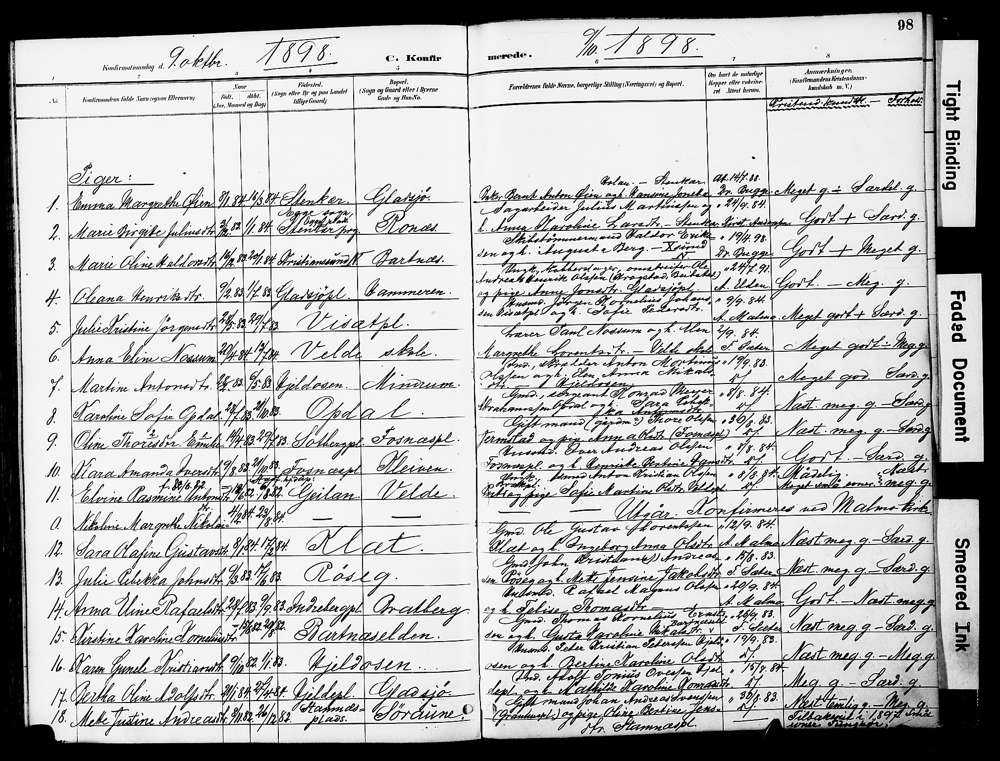 Ministerialprotokoller, klokkerbøker og fødselsregistre - Nord-Trøndelag, SAT/A-1458/741/L0396: Parish register (official) no. 741A10, 1889-1901, p. 98
