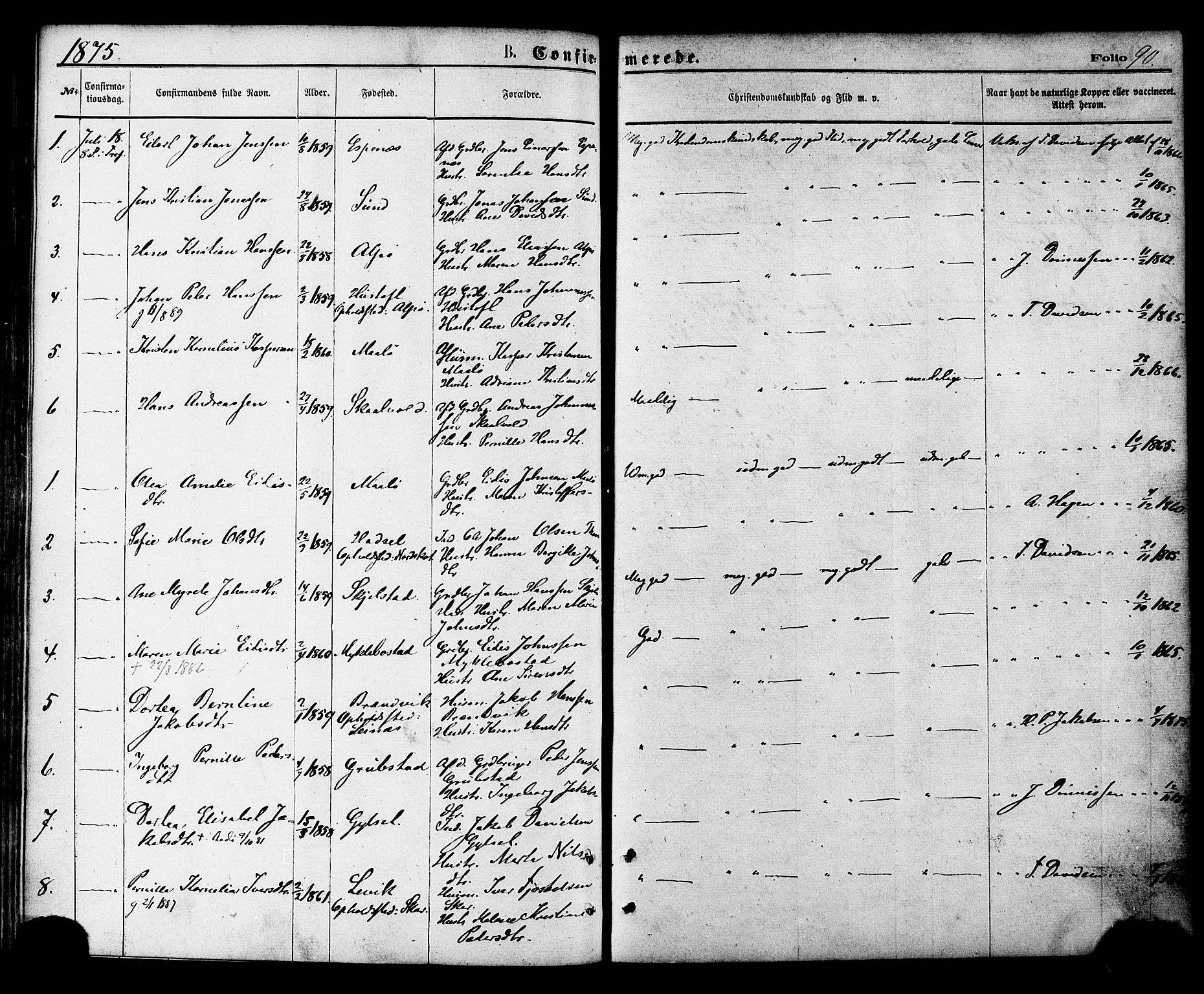 Ministerialprotokoller, klokkerbøker og fødselsregistre - Nordland, AV/SAT-A-1459/857/L0821: Parish register (official) no. 857A01, 1875-1889, p. 90