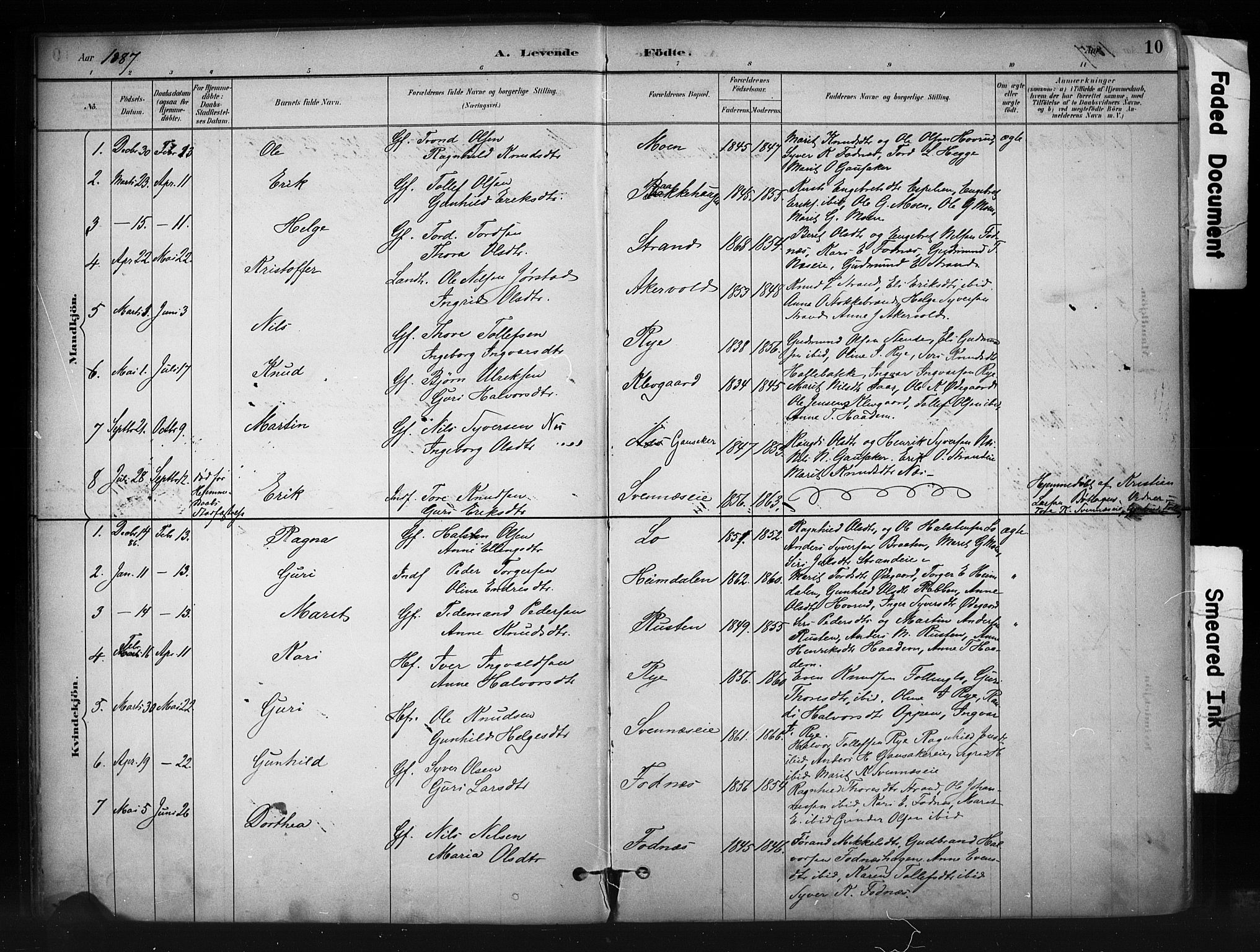 Nord-Aurdal prestekontor, SAH/PREST-132/H/Ha/Haa/L0010: Parish register (official) no. 10, 1883-1896, p. 10