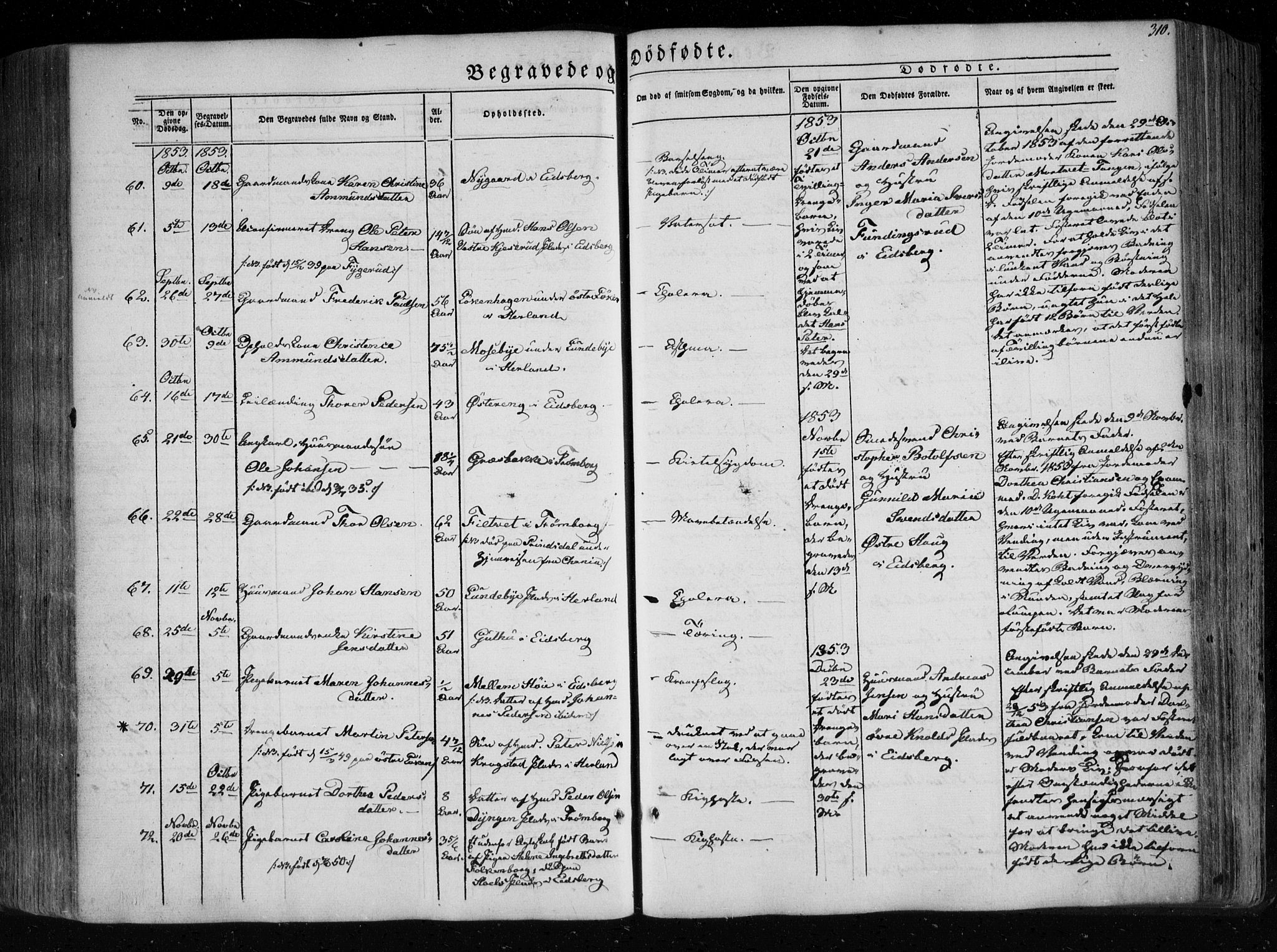 Eidsberg prestekontor Kirkebøker, AV/SAO-A-10905/F/Fa/L0009: Parish register (official) no. I 9, 1849-1856, p. 310