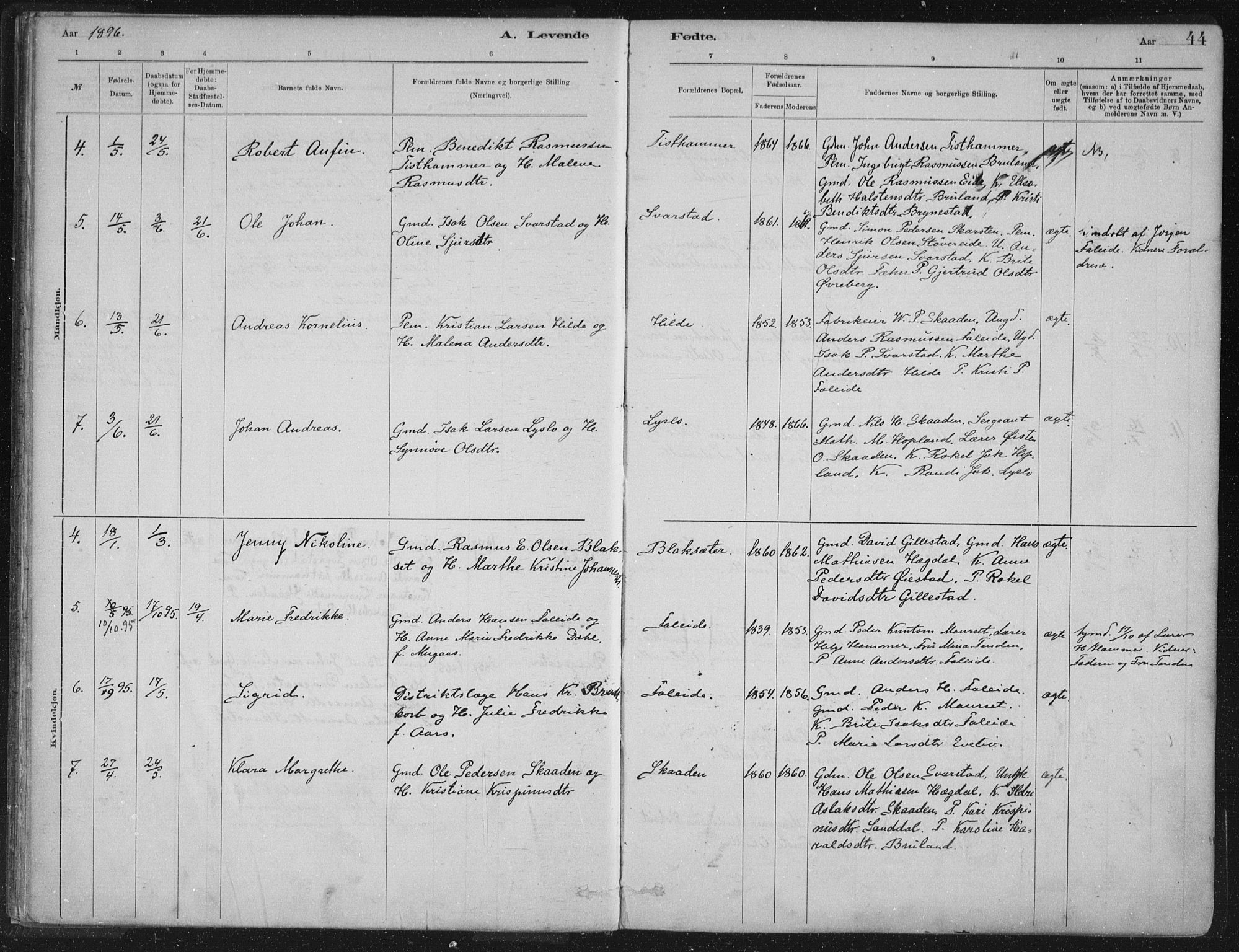 Innvik sokneprestembete, AV/SAB-A-80501: Parish register (official) no. B  1, 1879-1902, p. 44