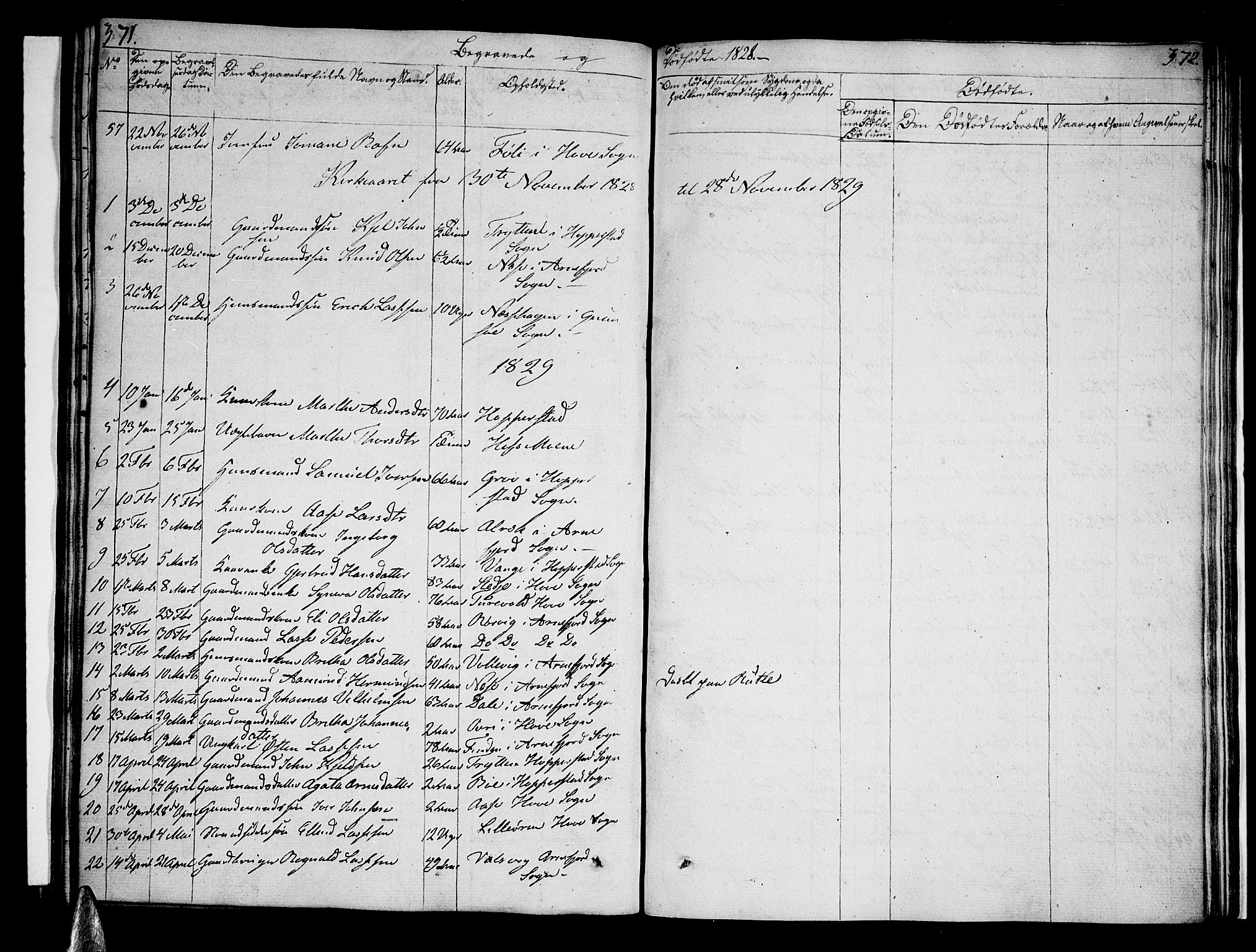 Vik sokneprestembete, SAB/A-81501: Parish register (official) no. A 6, 1821-1831, p. 371-372