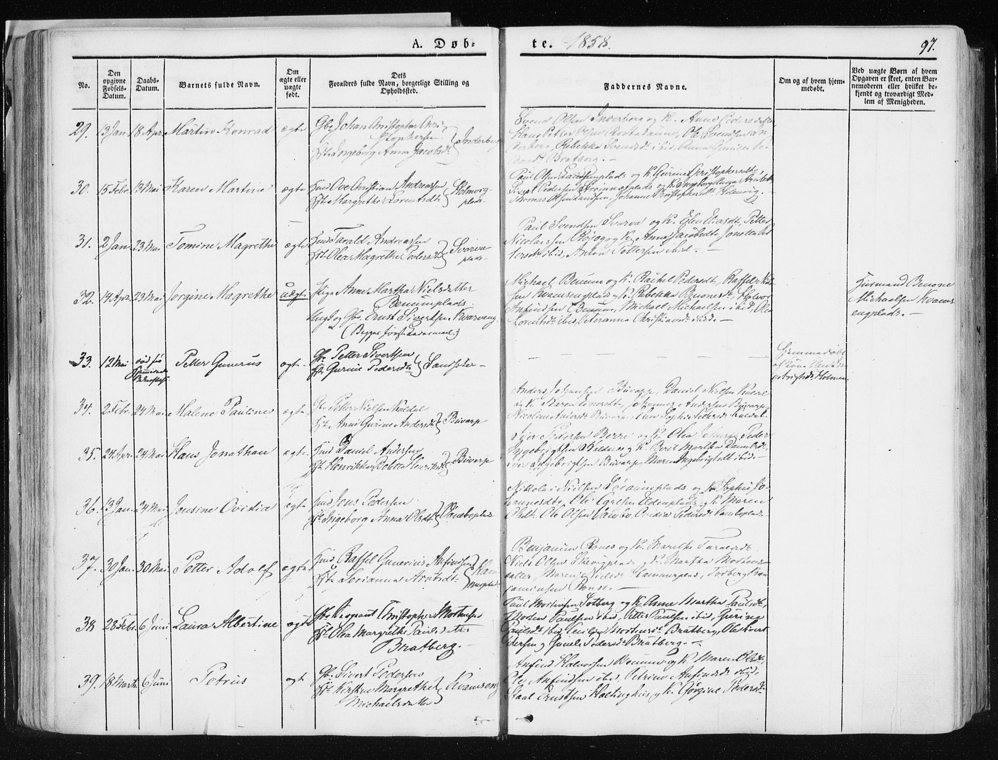 Ministerialprotokoller, klokkerbøker og fødselsregistre - Nord-Trøndelag, AV/SAT-A-1458/741/L0393: Parish register (official) no. 741A07, 1849-1863, p. 97