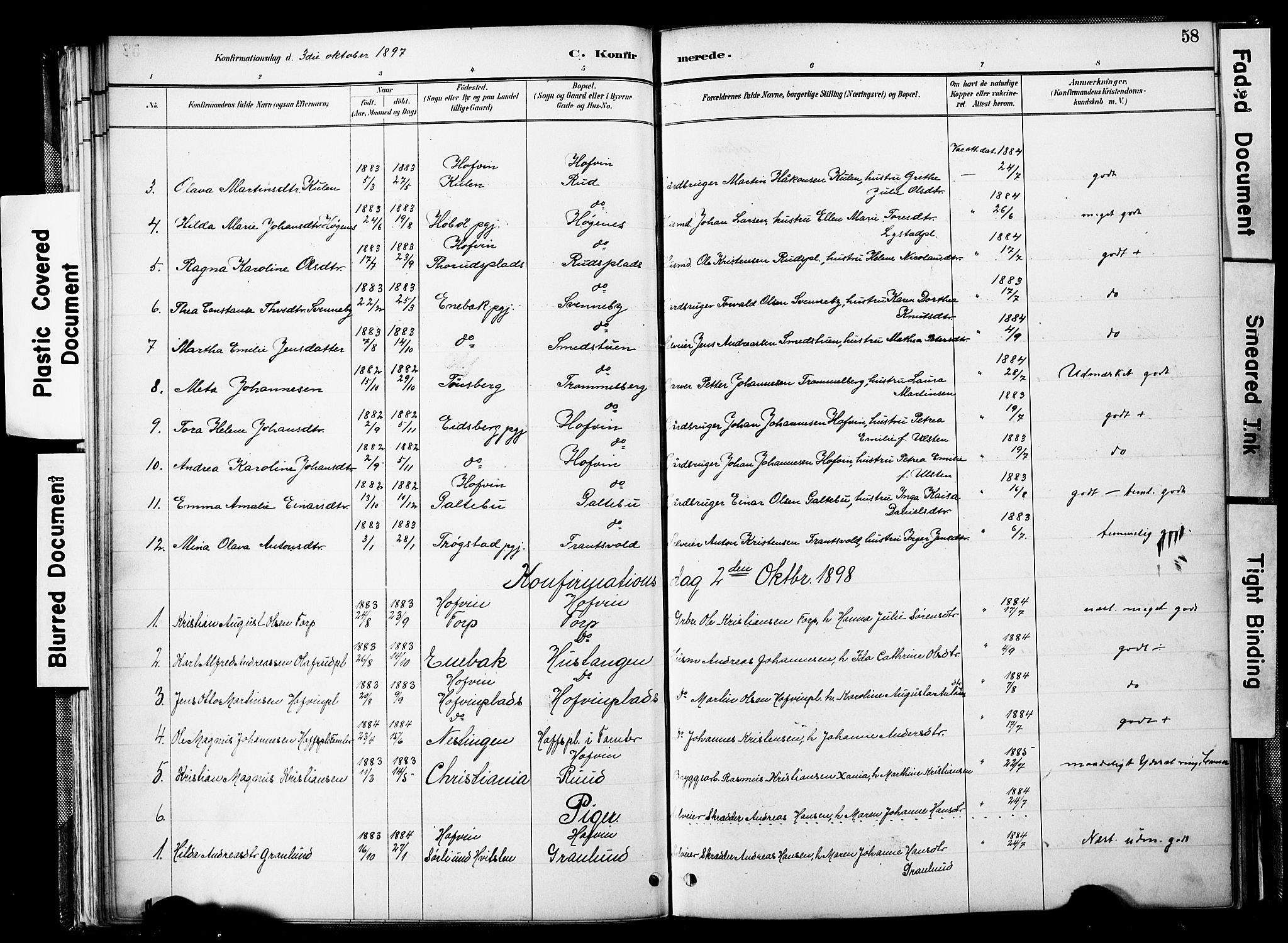 Spydeberg prestekontor Kirkebøker, SAO/A-10924/F/Fb/L0001: Parish register (official) no. II 1, 1886-1907, p. 58