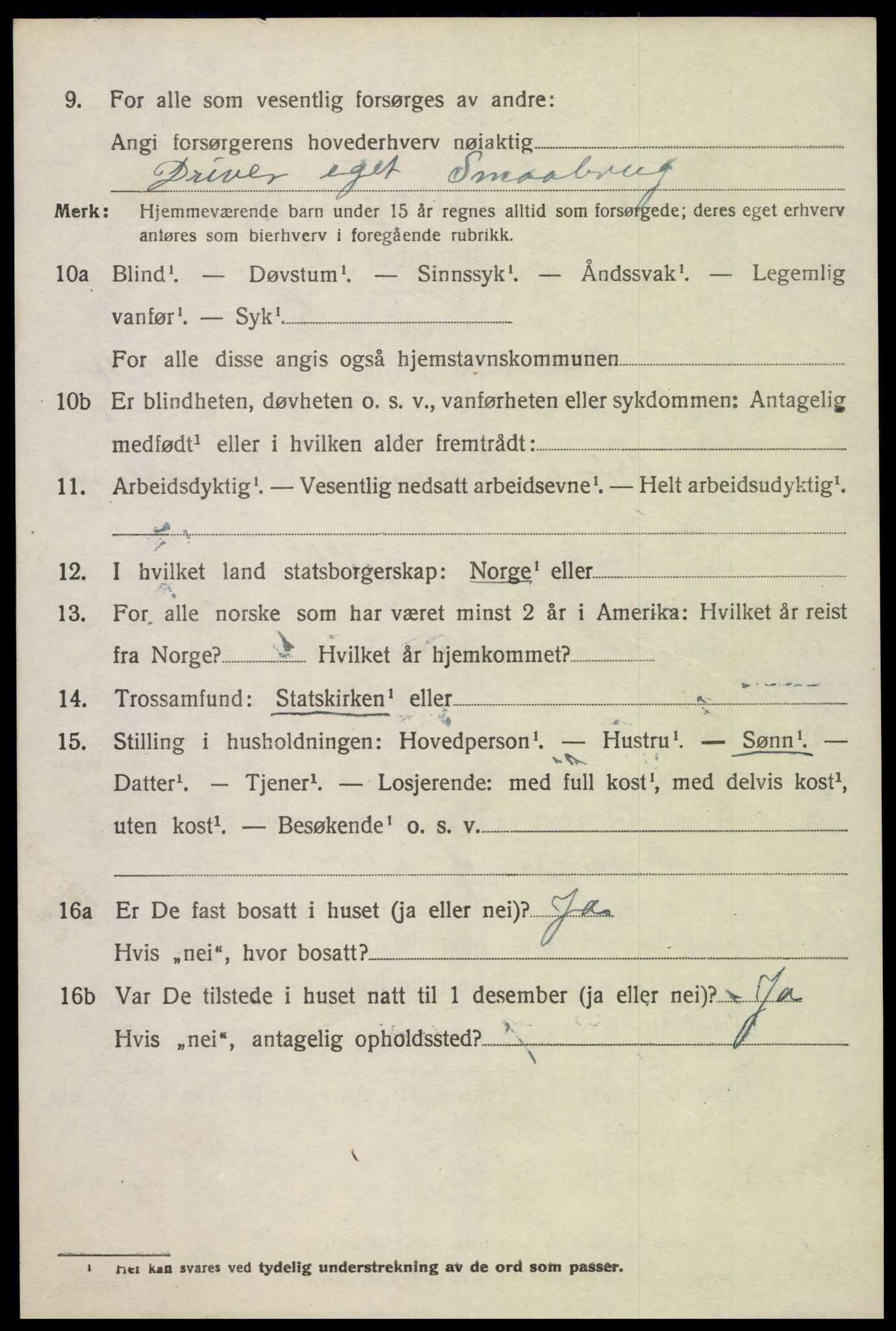 SAK, 1920 census for Oddernes, 1920, p. 4378