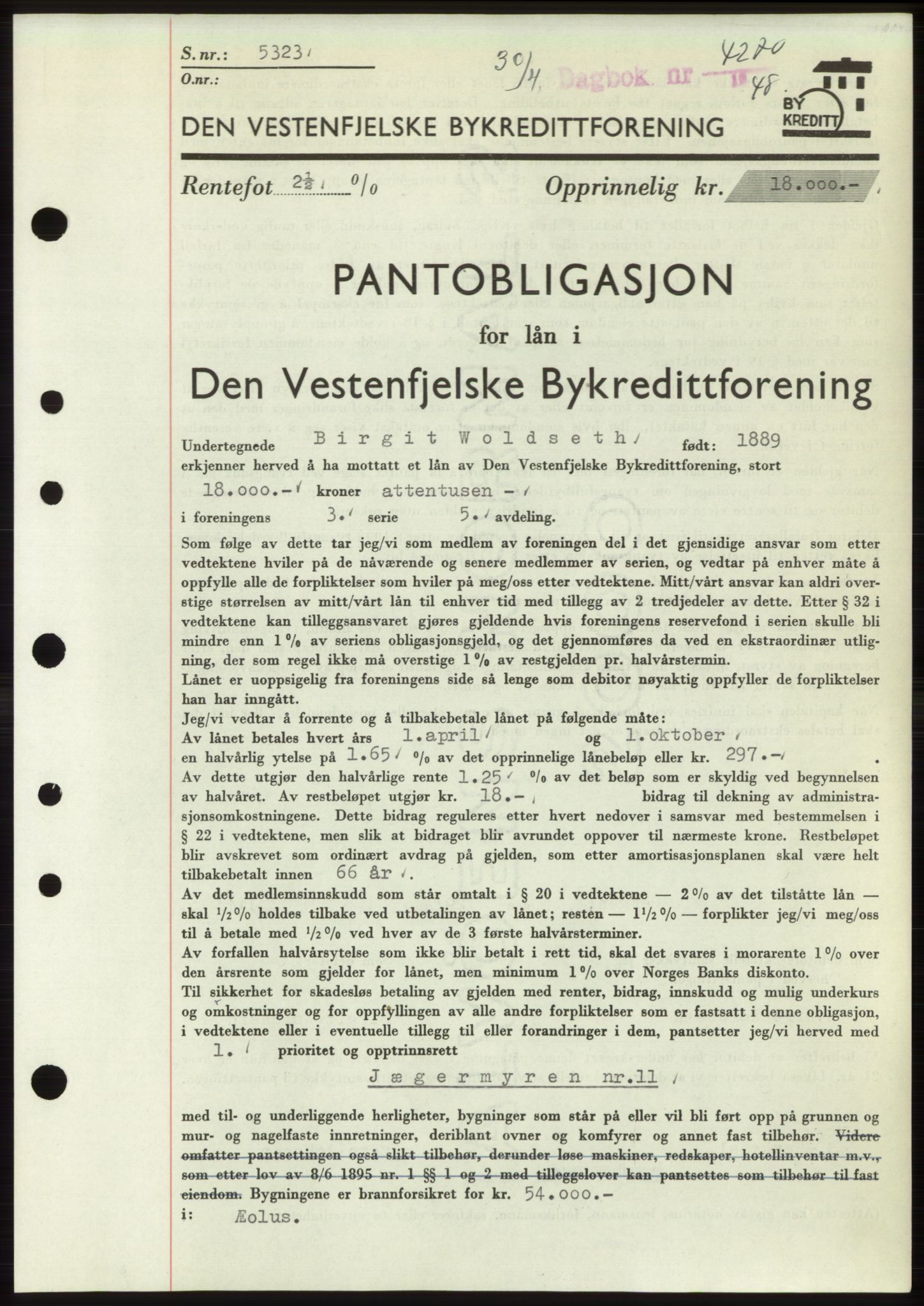 Byfogd og Byskriver i Bergen, AV/SAB-A-3401/03/03Bd/L0003: Mortgage book no. B29-39, 1947-1950, Diary no: : 4270/1948