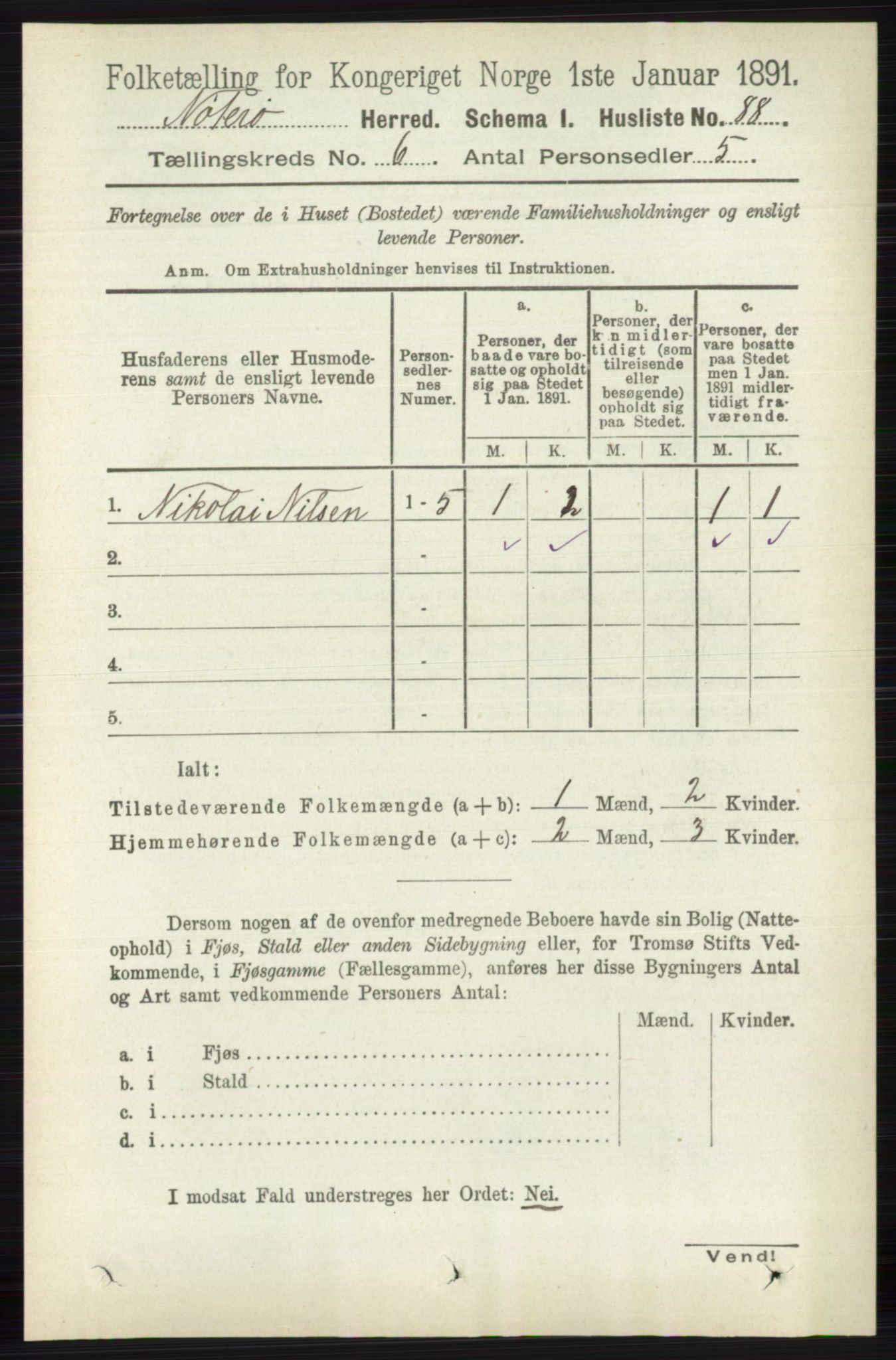 RA, 1891 census for 0722 Nøtterøy, 1891, p. 2837