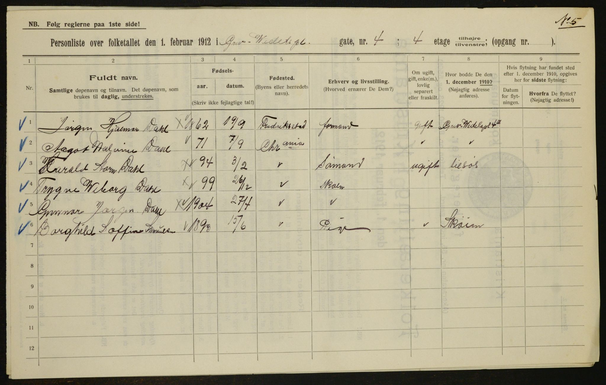 OBA, Municipal Census 1912 for Kristiania, 1912, p. 29715