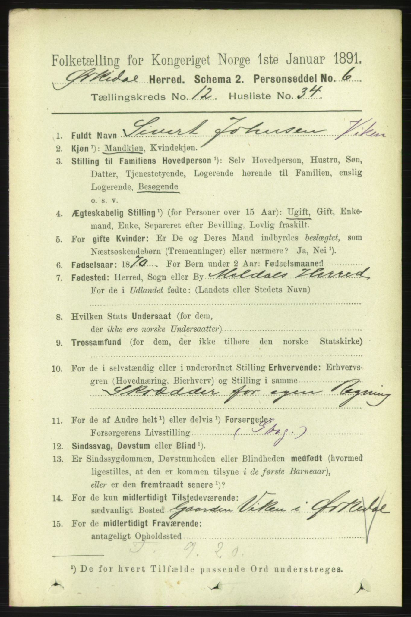 RA, 1891 census for 1638 Orkdal, 1891, p. 5773