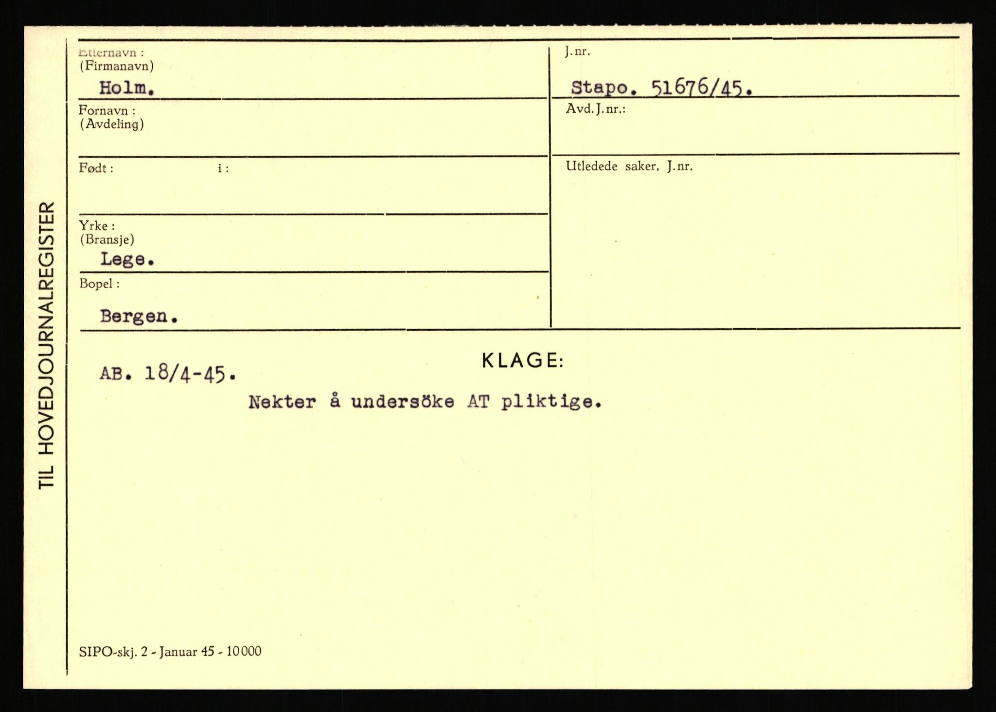 Statspolitiet - Hovedkontoret / Osloavdelingen, AV/RA-S-1329/C/Ca/L0007: Hol - Joelsen, 1943-1945, p. 154