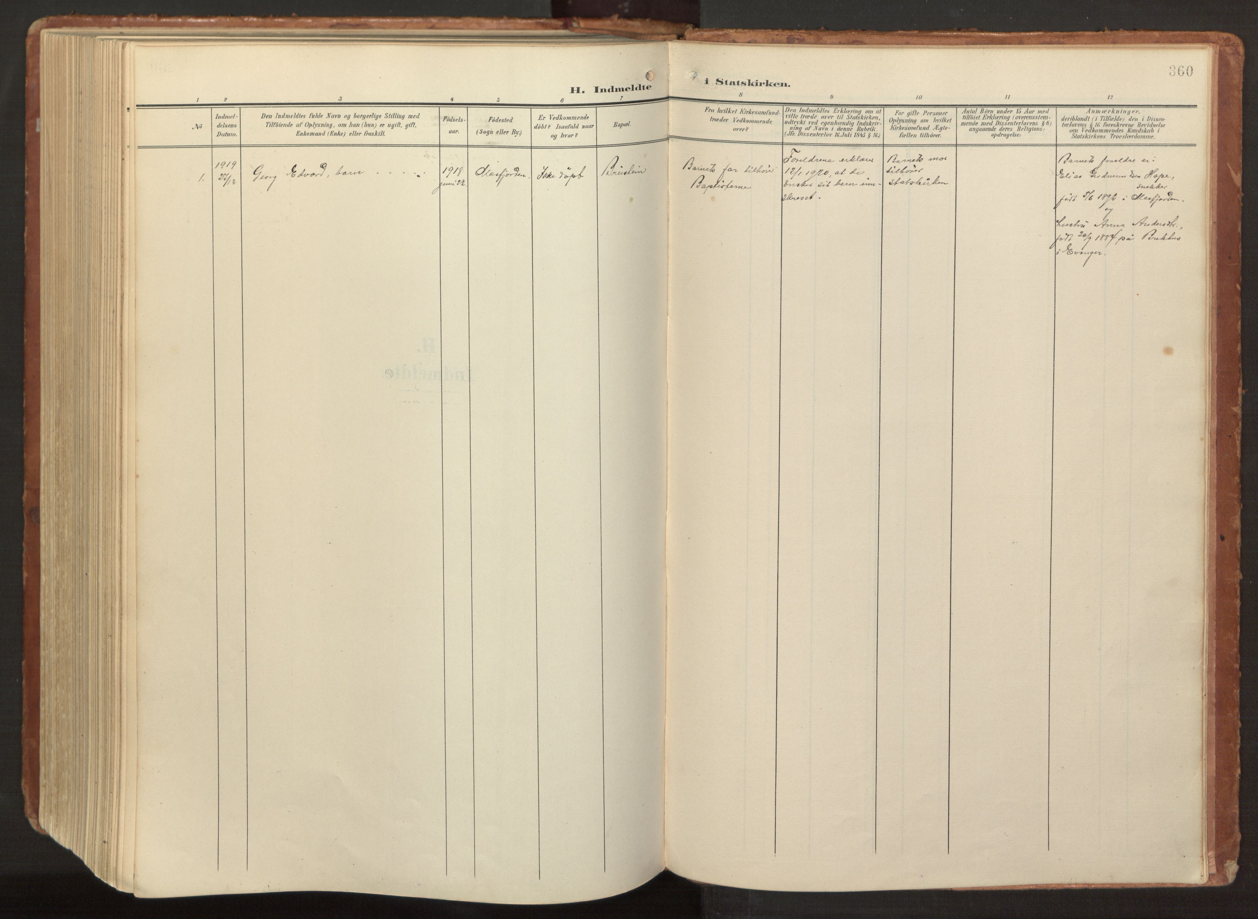 Hamre sokneprestembete, AV/SAB-A-75501/H/Ha/Haa/Haab/L0002: Parish register (official) no. B 2, 1905-1924, p. 360