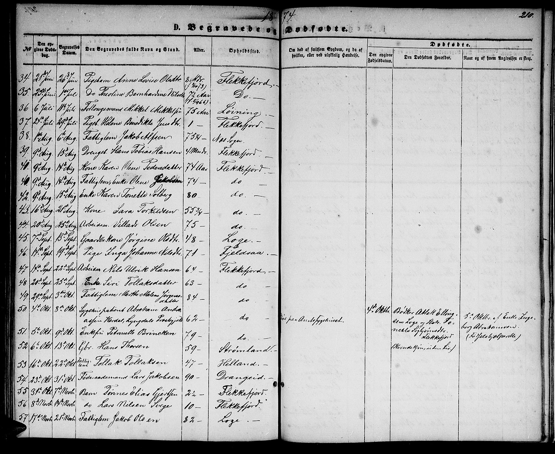 Flekkefjord sokneprestkontor, SAK/1111-0012/F/Fb/Fbc/L0006: Parish register (copy) no. B 6, 1866-1879, p. 210