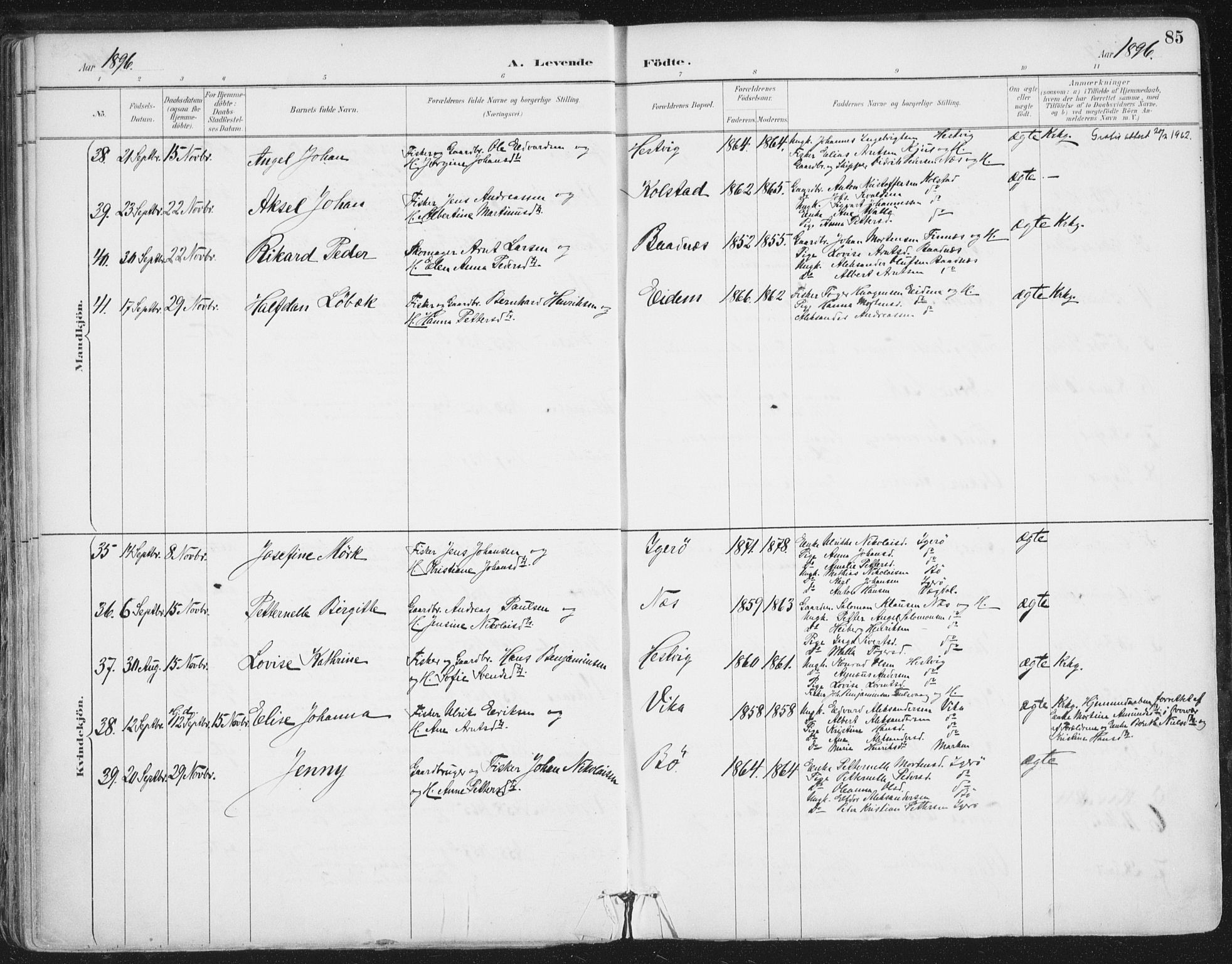 Ministerialprotokoller, klokkerbøker og fødselsregistre - Nordland, AV/SAT-A-1459/816/L0244: Parish register (official) no. 816A10, 1886-1903, p. 85