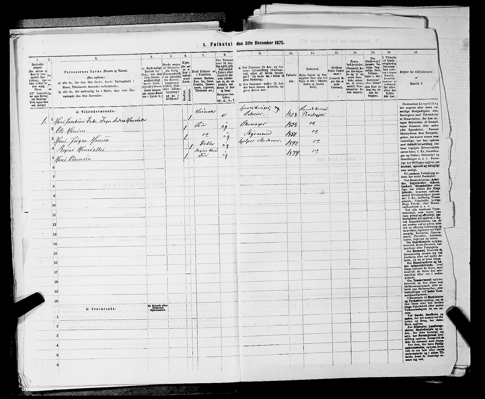 SAKO, 1875 census for 0724L Sandeherred/Sandeherred, 1875, p. 2311