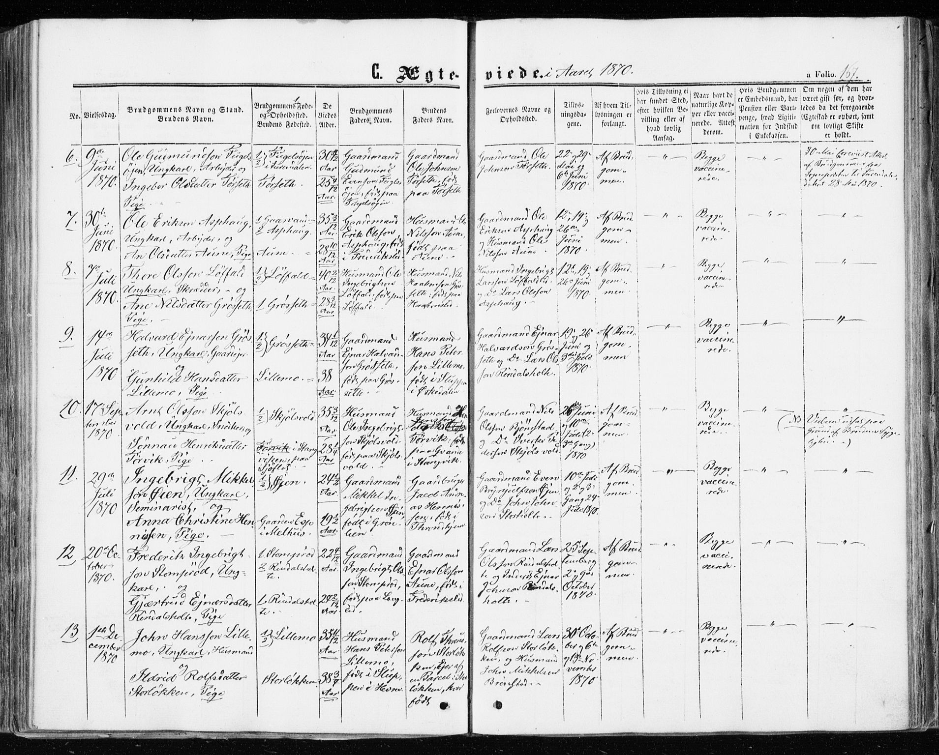 Ministerialprotokoller, klokkerbøker og fødselsregistre - Møre og Romsdal, AV/SAT-A-1454/598/L1067: Parish register (official) no. 598A01, 1858-1871, p. 167