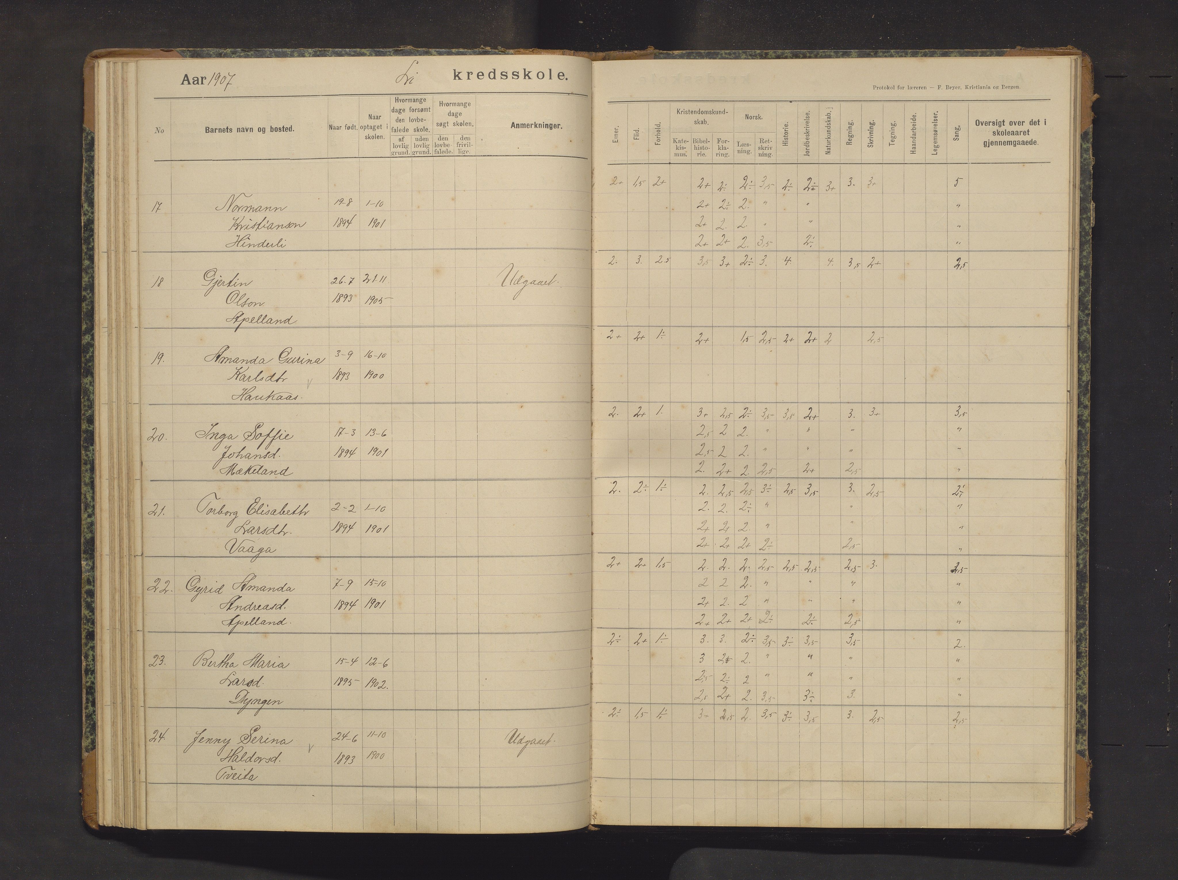 Sveio kommune. Barneskulane, IKAH/1216-231/F/Fa/L0029: Skuleprotokoll for Lid skule, 1903-1915, p. 52