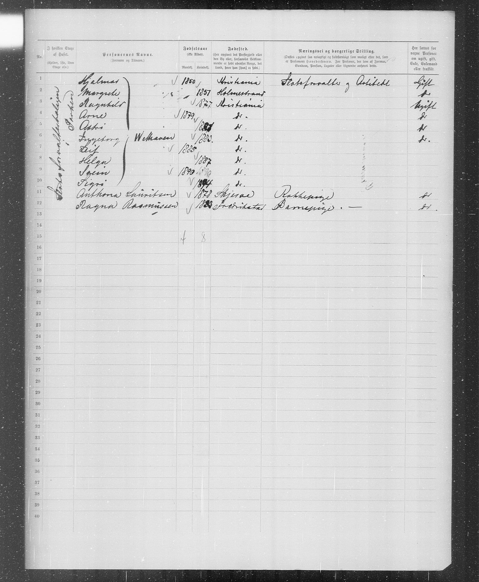 OBA, Municipal Census 1899 for Kristiania, 1899, p. 2114