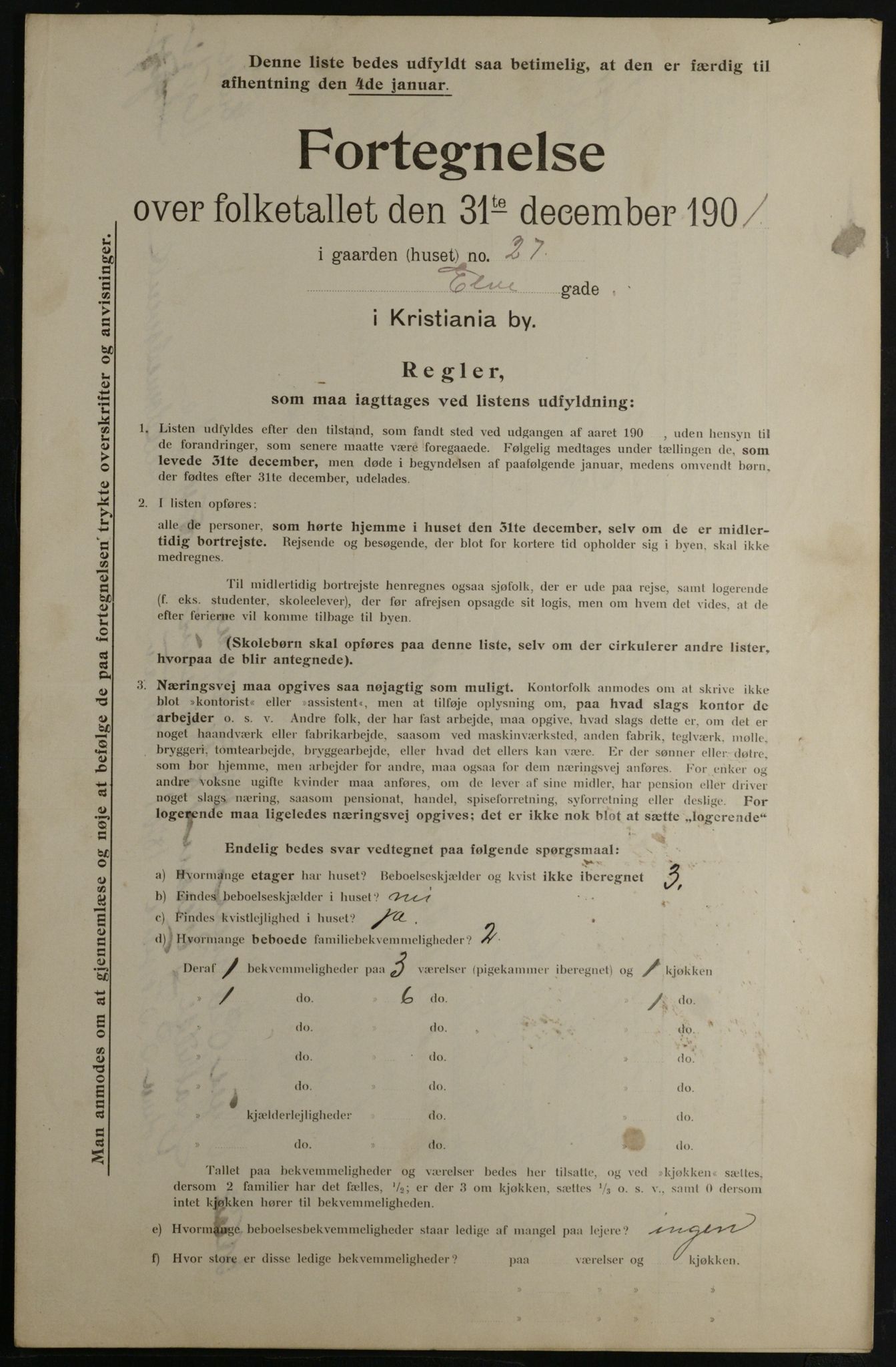 OBA, Municipal Census 1901 for Kristiania, 1901, p. 3336