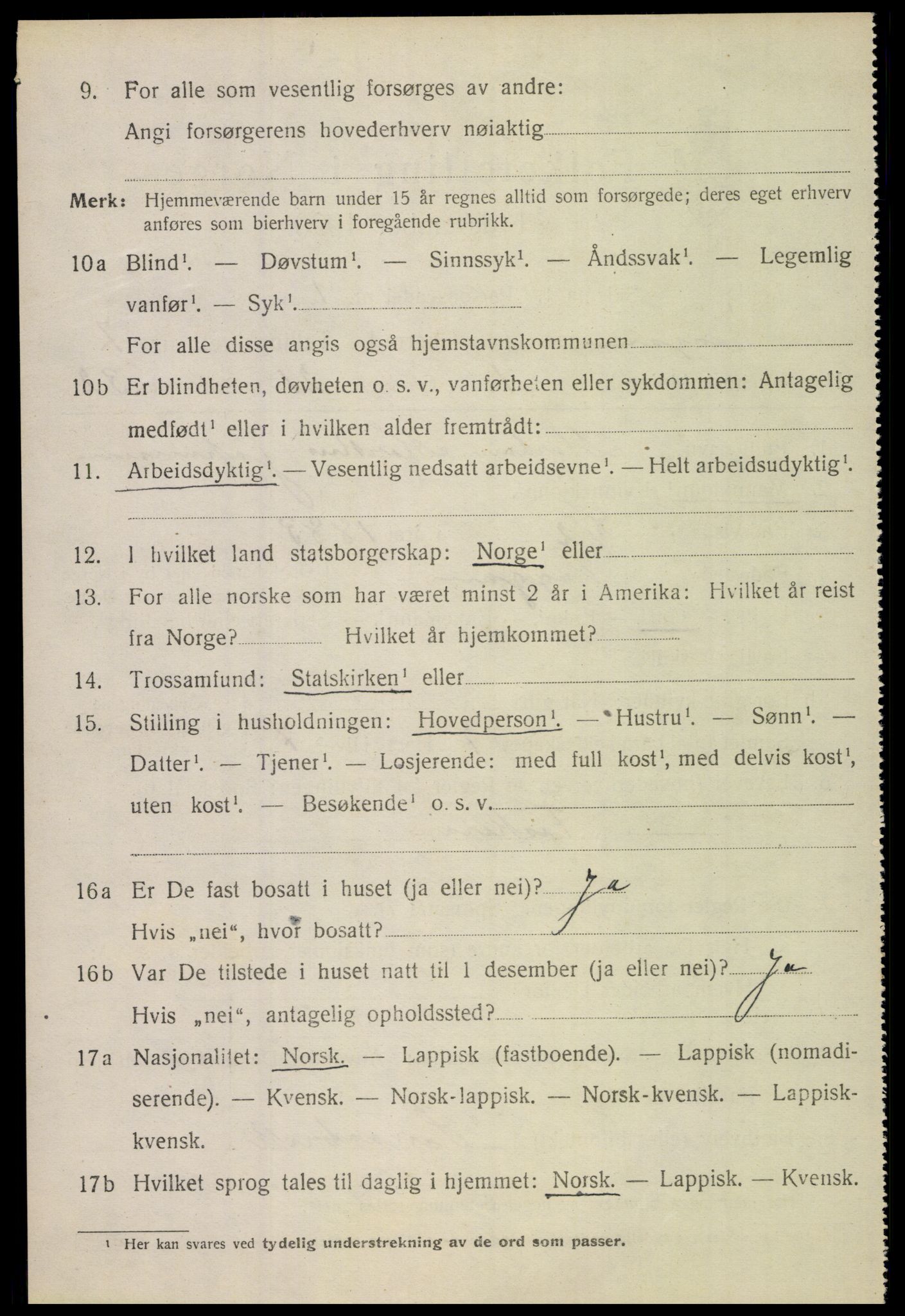 SAT, 1920 census for Vågan, 1920, p. 6392