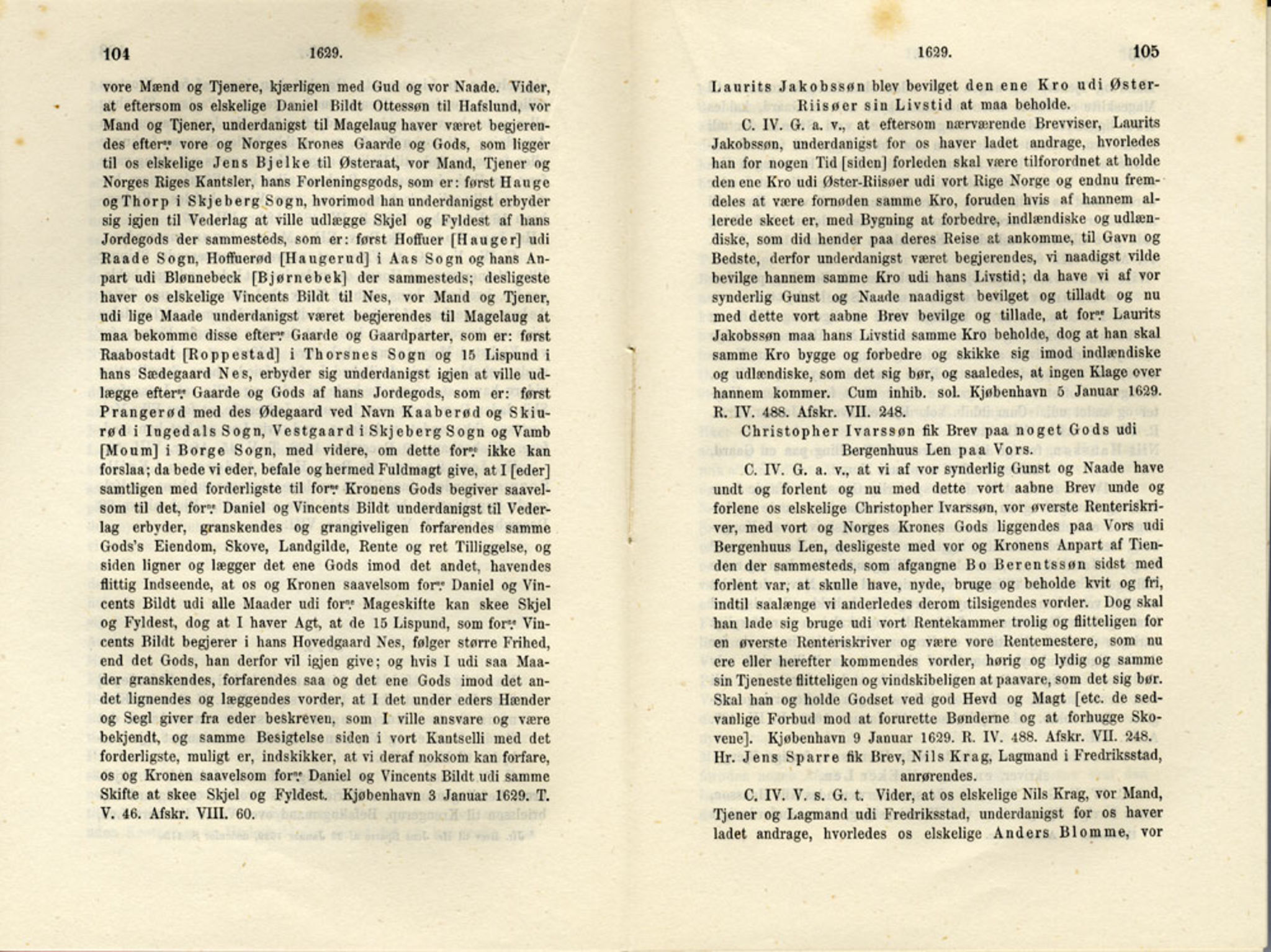 Publikasjoner utgitt av Det Norske Historiske Kildeskriftfond, PUBL/-/-/-: Norske Rigs-Registranter, bind 6, 1628-1634, p. 104-105