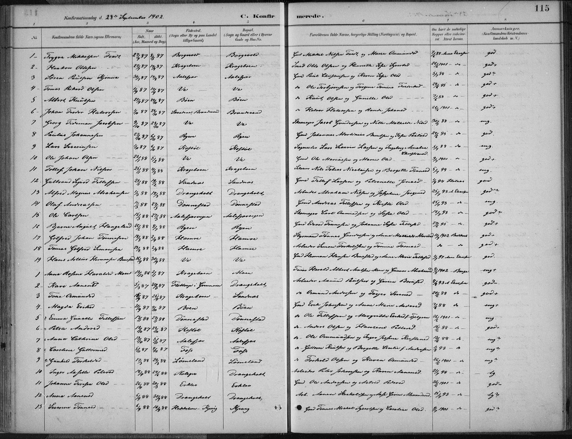 Tveit sokneprestkontor, AV/SAK-1111-0043/F/Fa/L0007: Parish register (official) no. A 7, 1887-1908, p. 115