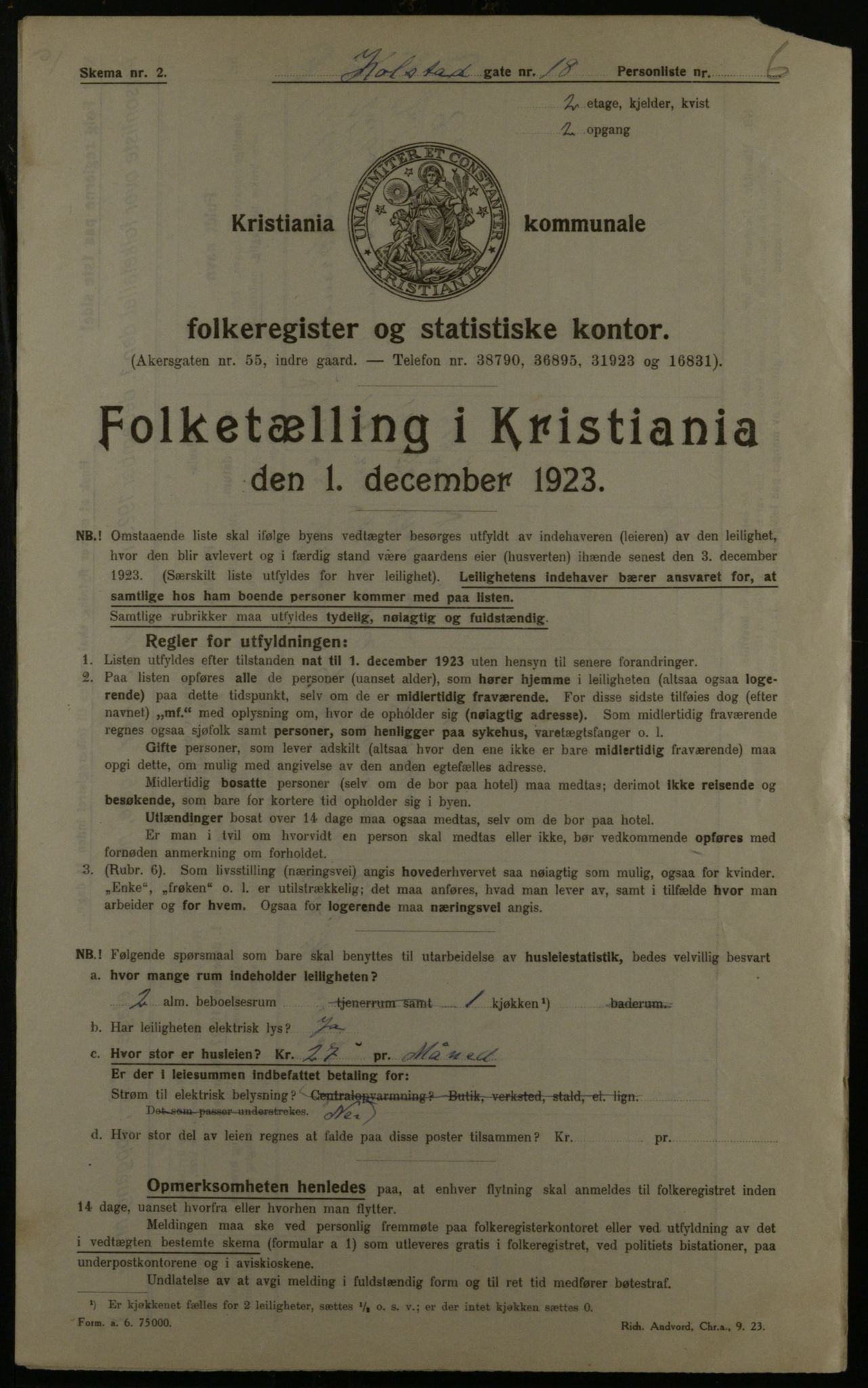 OBA, Municipal Census 1923 for Kristiania, 1923, p. 58797