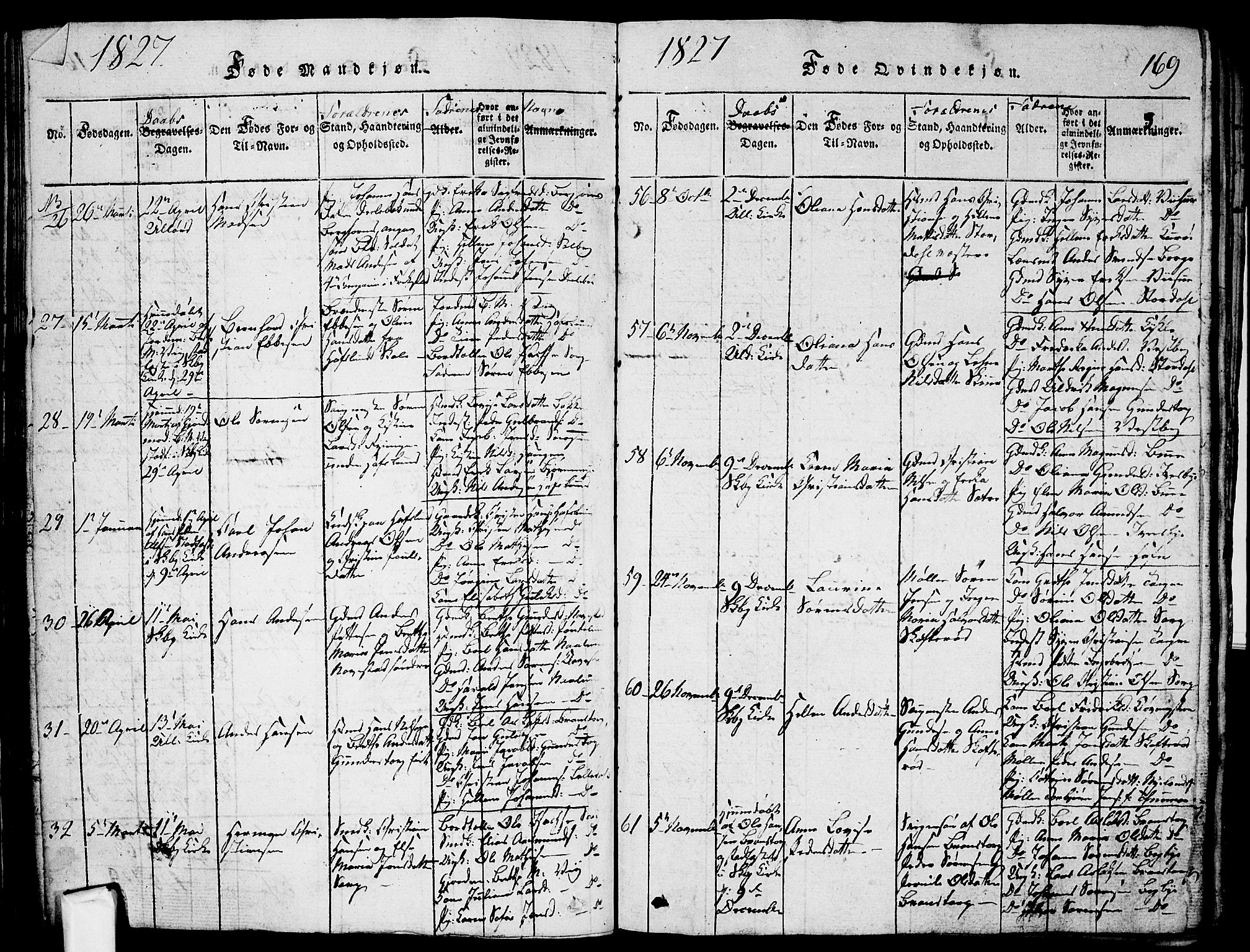 Skjeberg prestekontor Kirkebøker, AV/SAO-A-10923/G/Ga/L0001: Parish register (copy) no. I 1, 1815-1830, p. 169