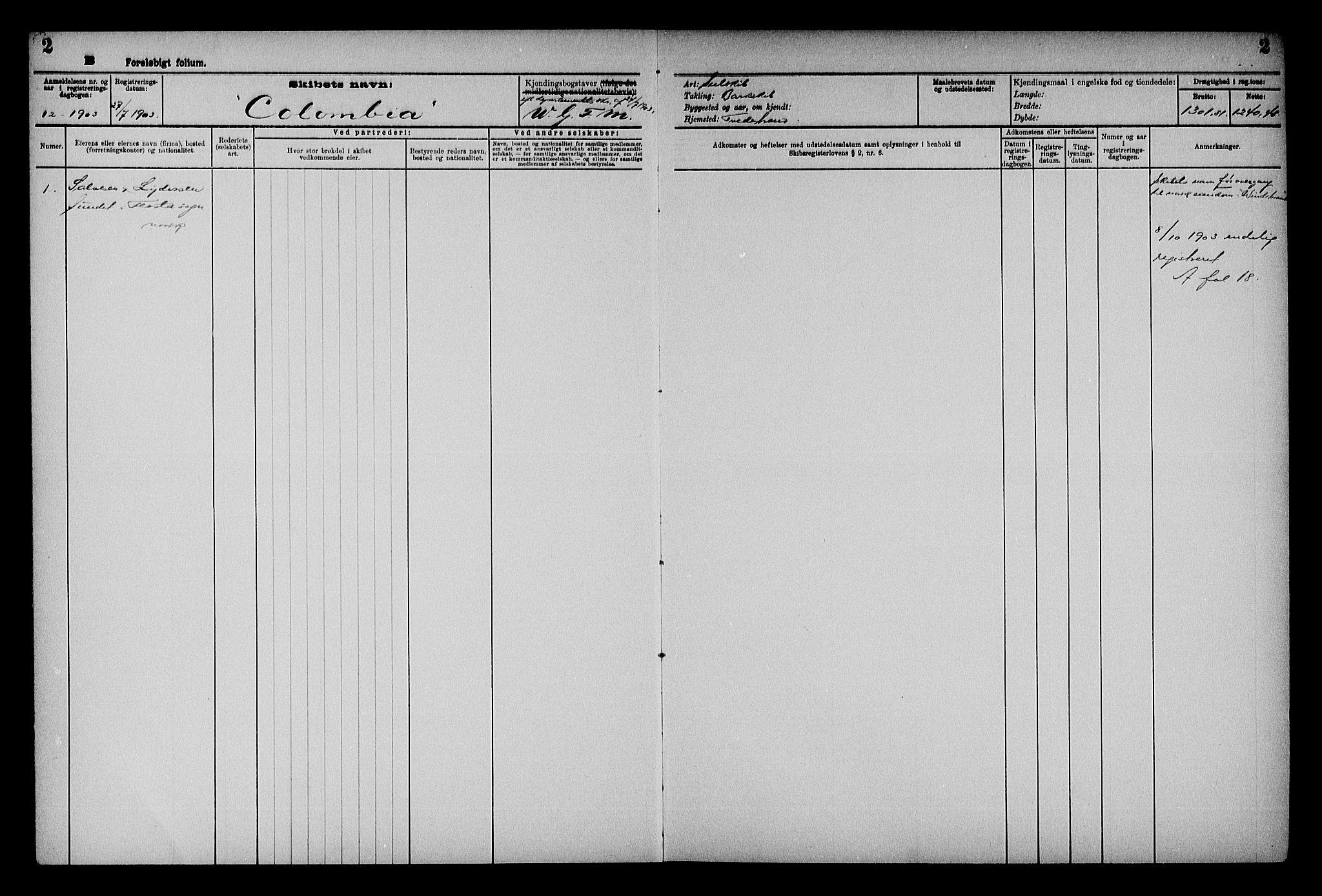 Holt sorenskriveri, AV/SAK-1221-0002/G/Gf/L0003: Mortgage register no. 31, 1903-1965, p. 2