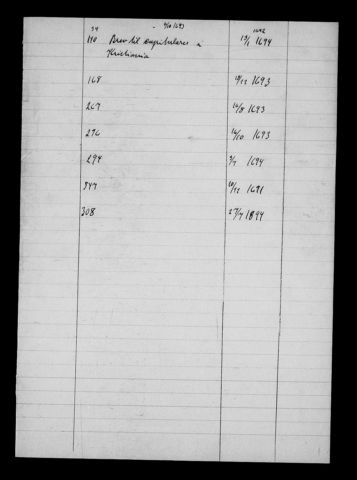 Stattholderembetet 1572-1771, AV/RA-EA-2870/Af/L0004: Avskrifter av vedlegg til originale supplikker, nummerert i samsvar med supplikkbøkene, 1691-1694, p. 310