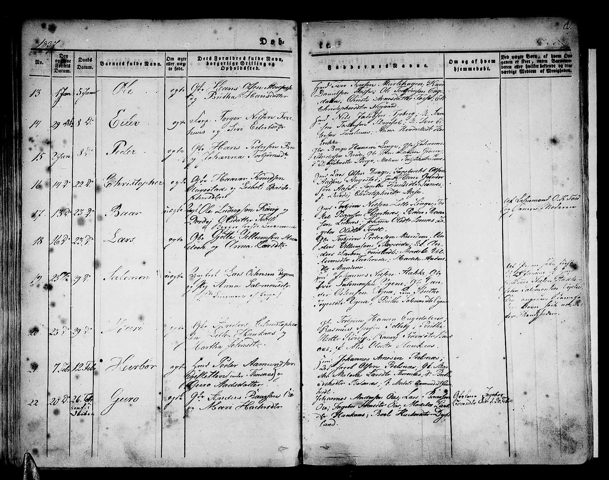 Strandebarm sokneprestembete, AV/SAB-A-78401/H/Haa: Parish register (official) no. A 6, 1826-1843, p. 81