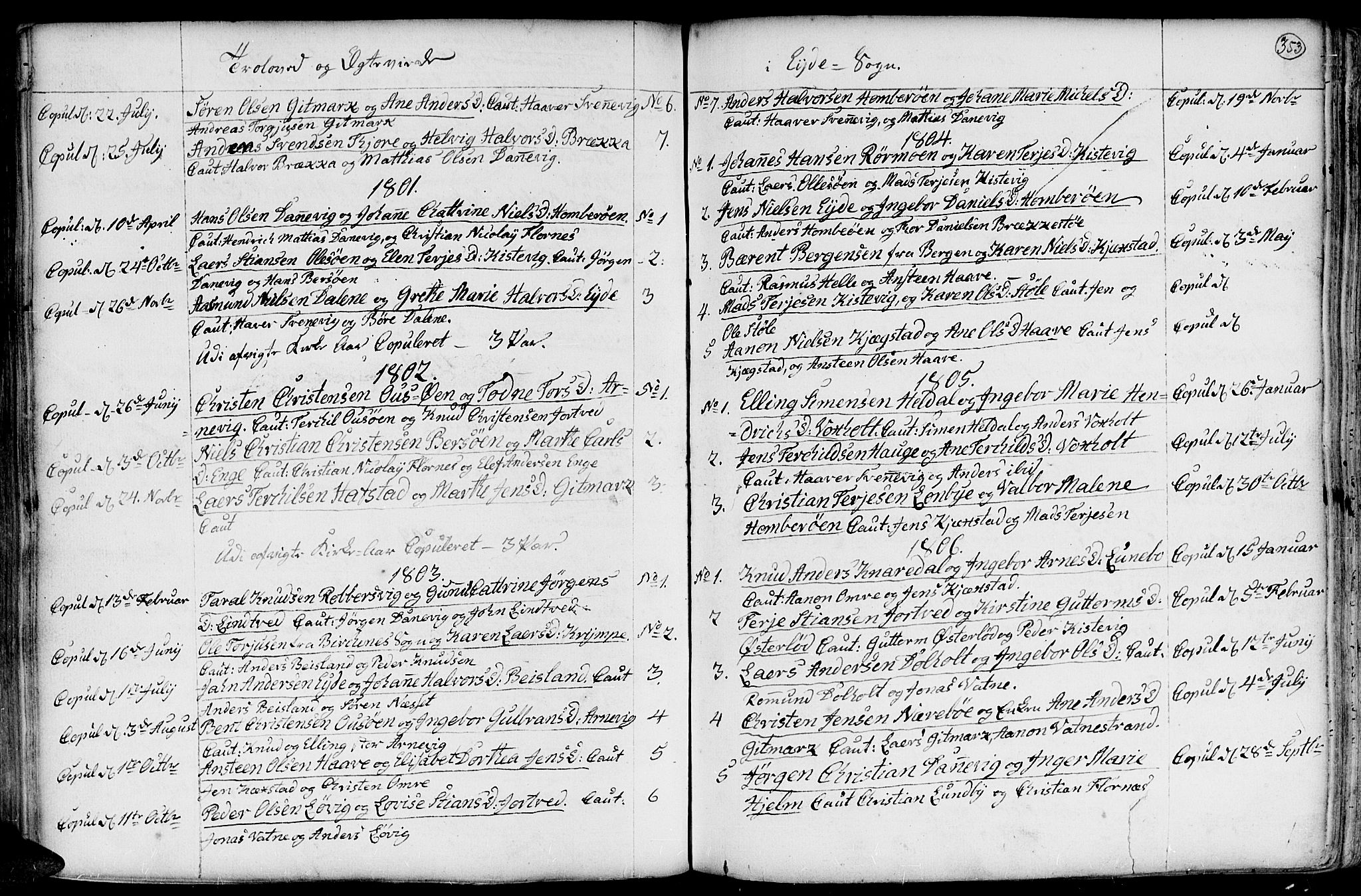 Hommedal sokneprestkontor, SAK/1111-0023/F/Fa/Fab/L0002: Parish register (official) no. A 2 /2, 1740-1823, p. 353