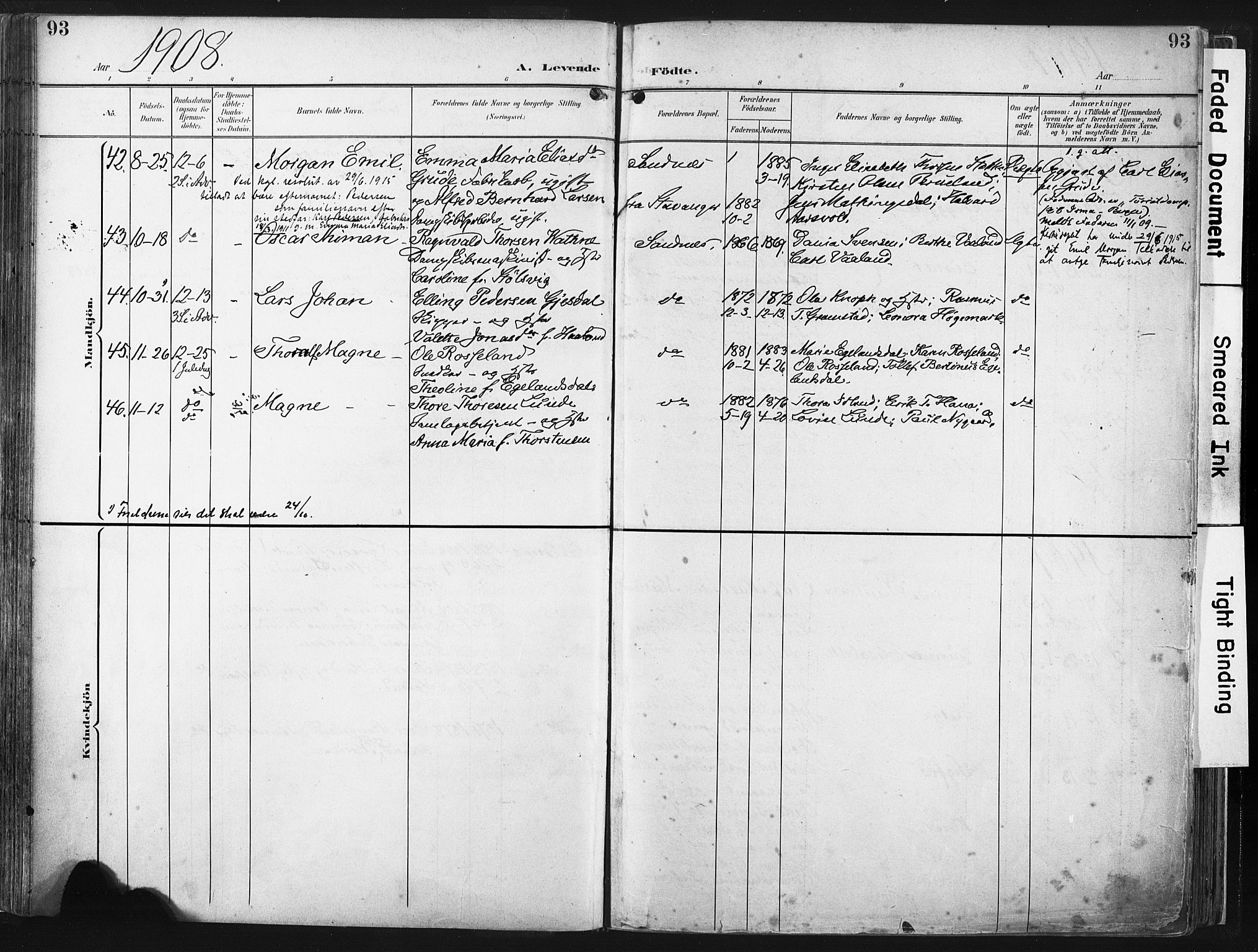 Høyland sokneprestkontor, SAST/A-101799/001/30BA/L0016: Parish register (official) no. A 16, 1899-1911, p. 93