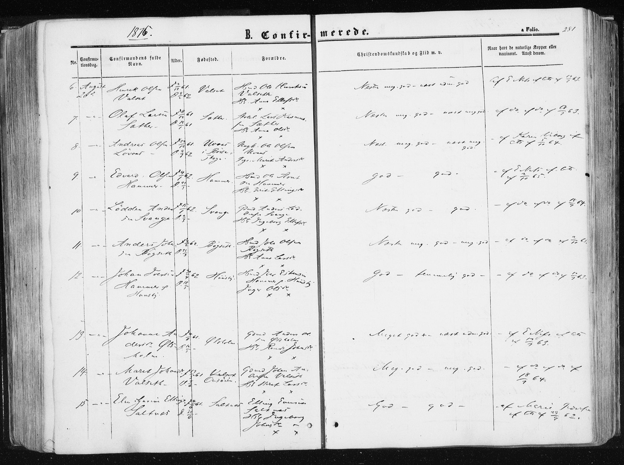 Ministerialprotokoller, klokkerbøker og fødselsregistre - Sør-Trøndelag, AV/SAT-A-1456/612/L0377: Parish register (official) no. 612A09, 1859-1877, p. 281