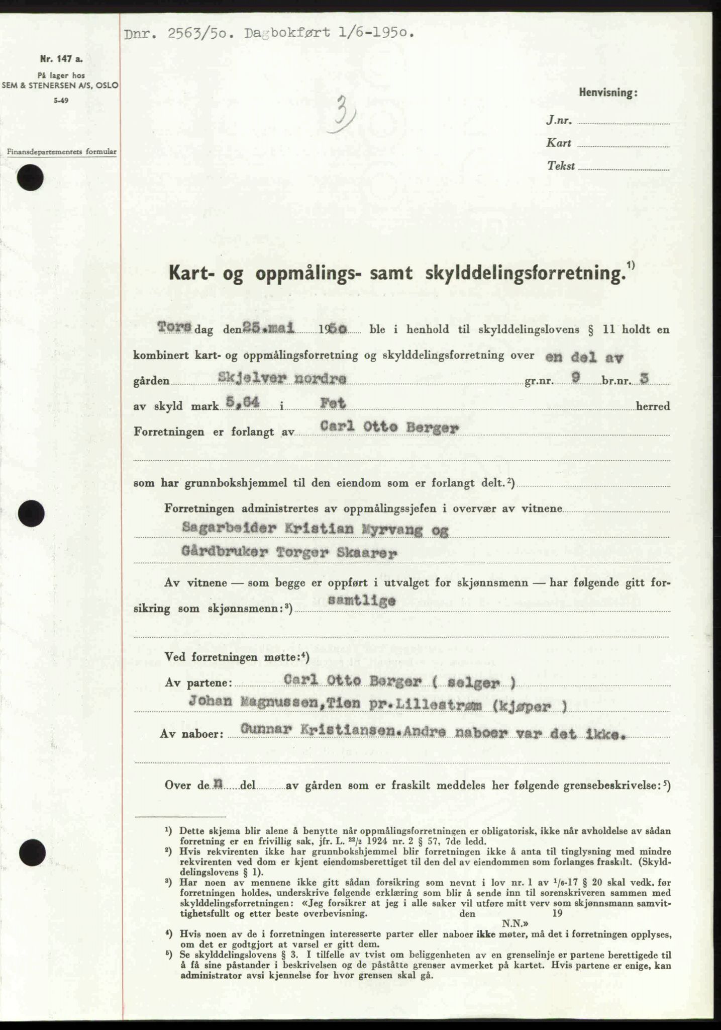Nedre Romerike sorenskriveri, SAO/A-10469/G/Gb/Gbd/L0030: Mortgage book no. 30, 1950-1950, Diary no: : 2563/1950