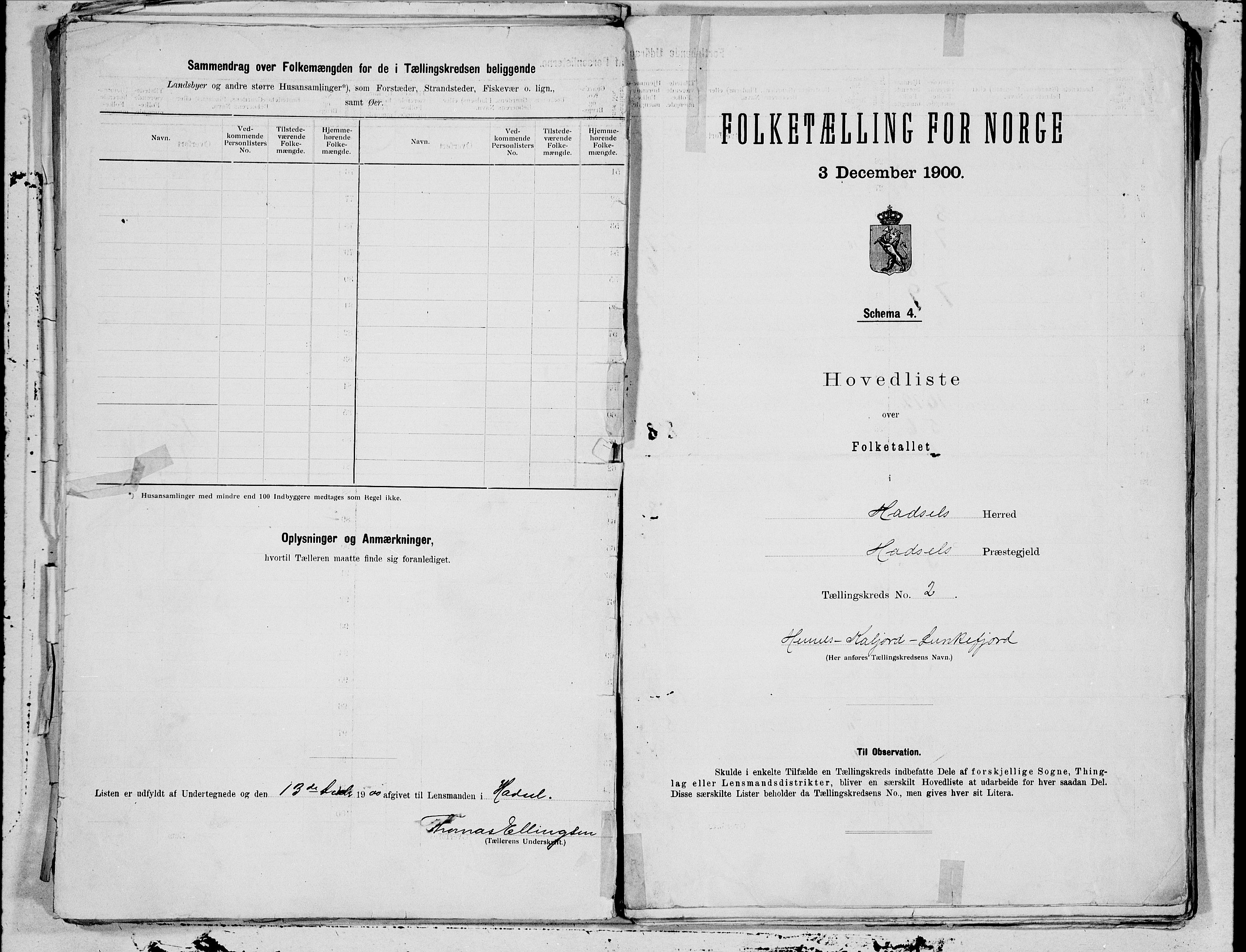 SAT, 1900 census for Hadsel, 1900, p. 4