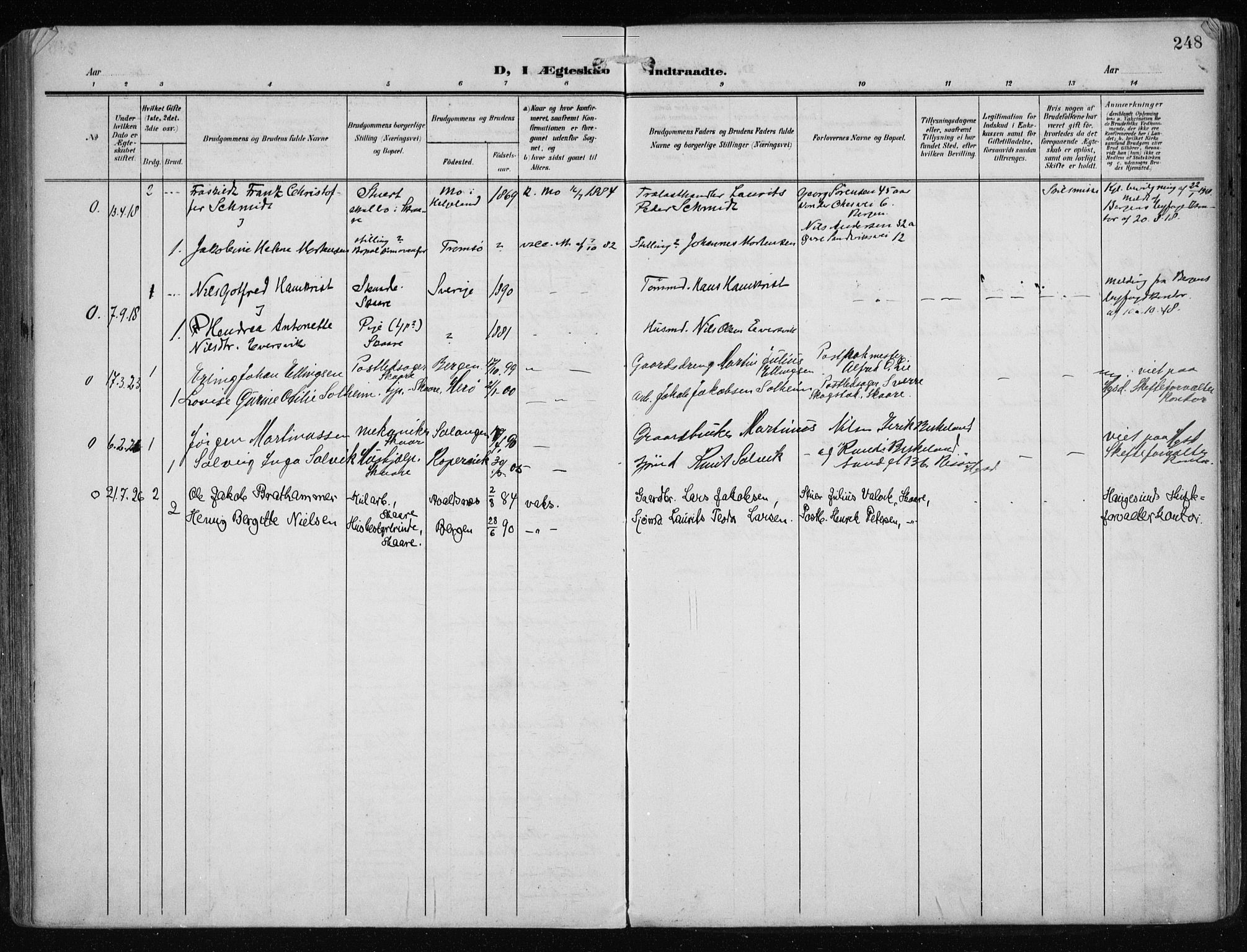 Haugesund sokneprestkontor, AV/SAST-A -101863/H/Ha/Haa/L0010: Parish register (official) no. A 10, 1909-1935, p. 248