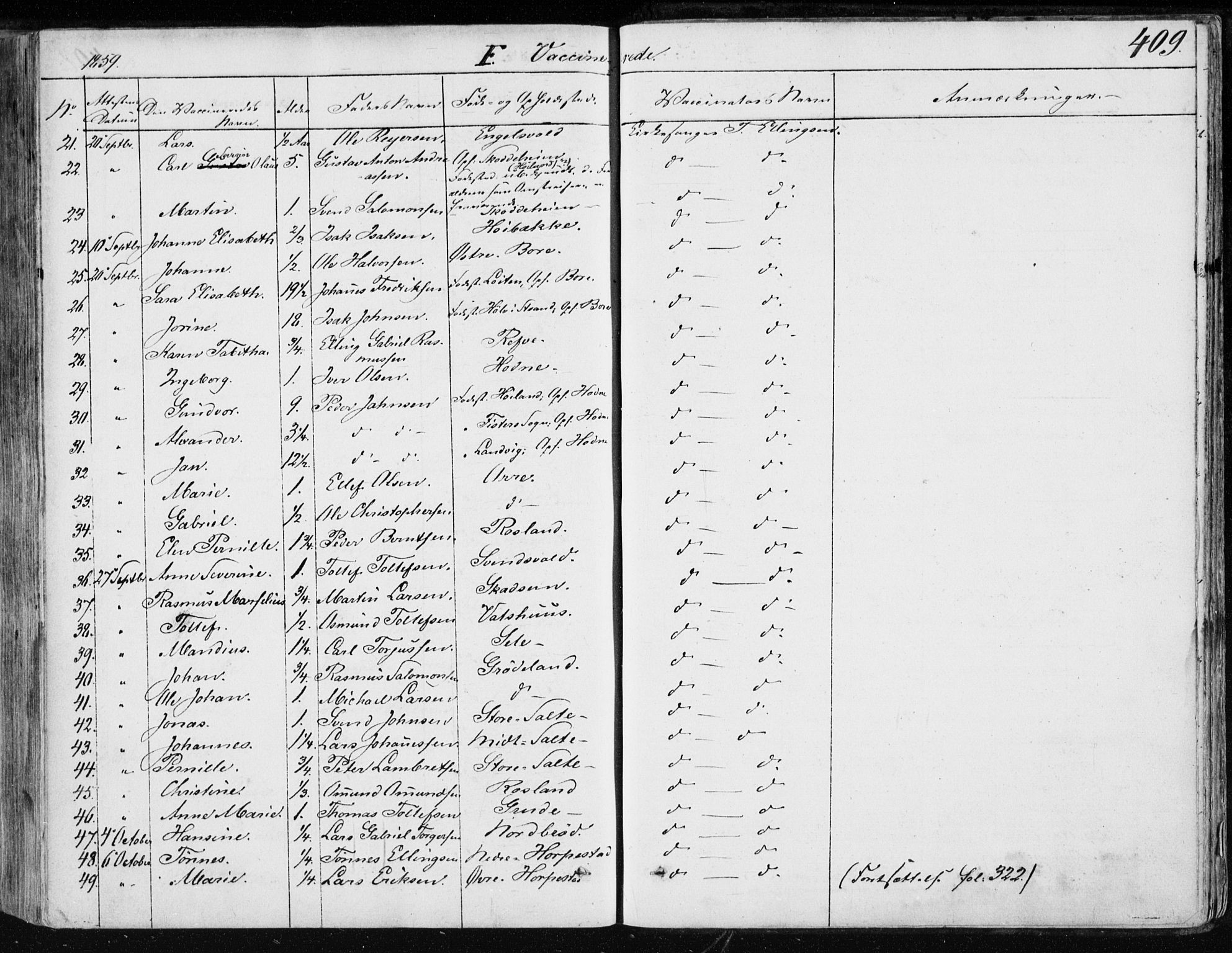 Klepp sokneprestkontor, AV/SAST-A-101803/001/3/30BA/L0005: Parish register (official) no. A 5, 1853-1870, p. 409