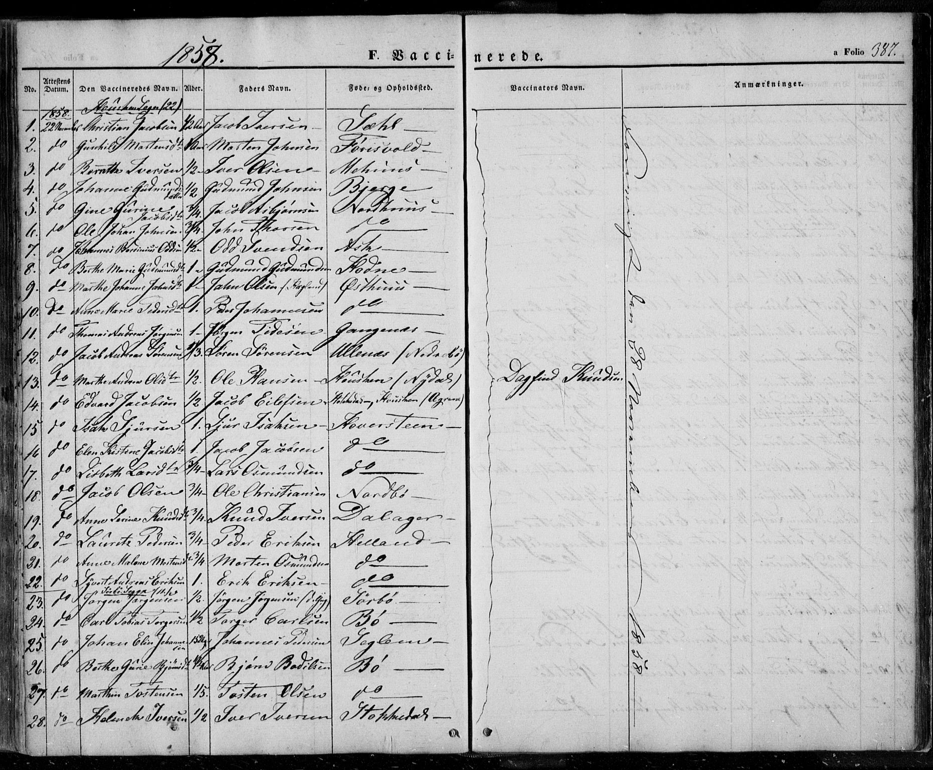 Rennesøy sokneprestkontor, SAST/A -101827/H/Ha/Haa/L0005: Parish register (official) no. A 5, 1838-1859, p. 387