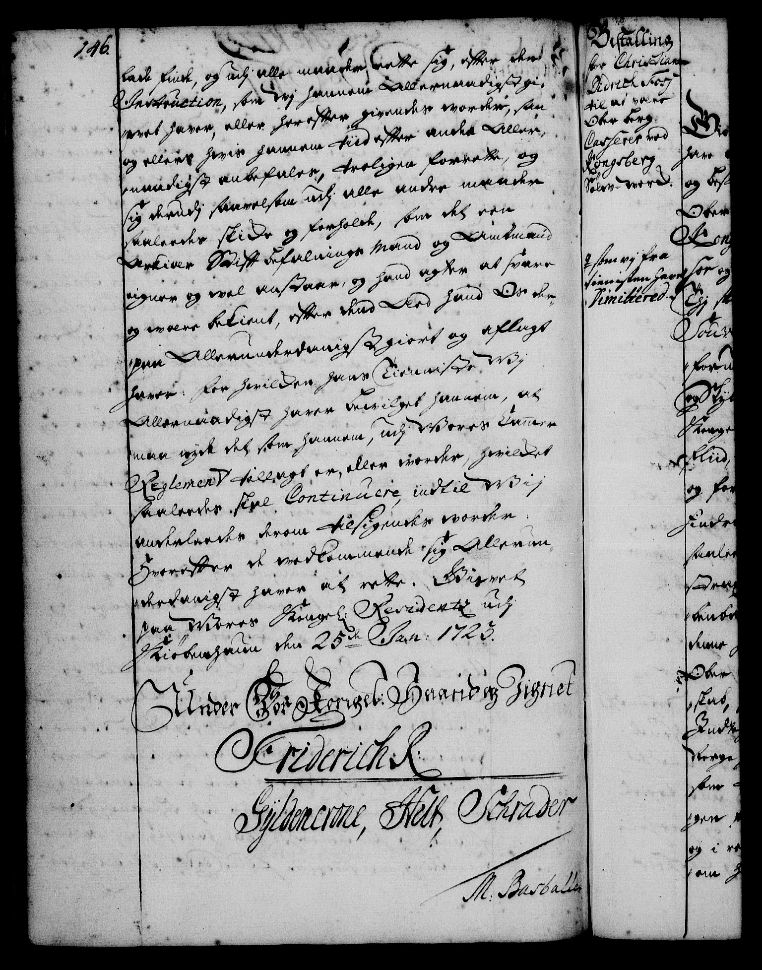 Rentekammeret, Kammerkanselliet, RA/EA-3111/G/Gg/Gge/L0001: Norsk bestallingsprotokoll med register (merket RK 53.25), 1720-1730, p. 146