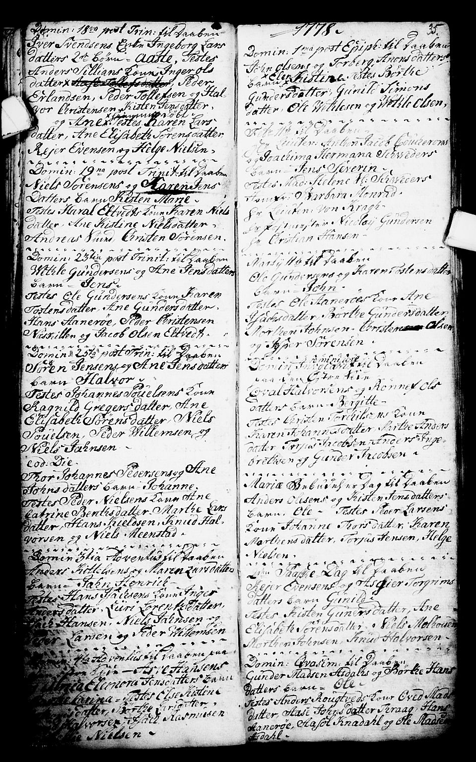 Porsgrunn kirkebøker , AV/SAKO-A-104/G/Ga/L0001: Parish register (copy) no. I 1, 1766-1790, p. 34-35