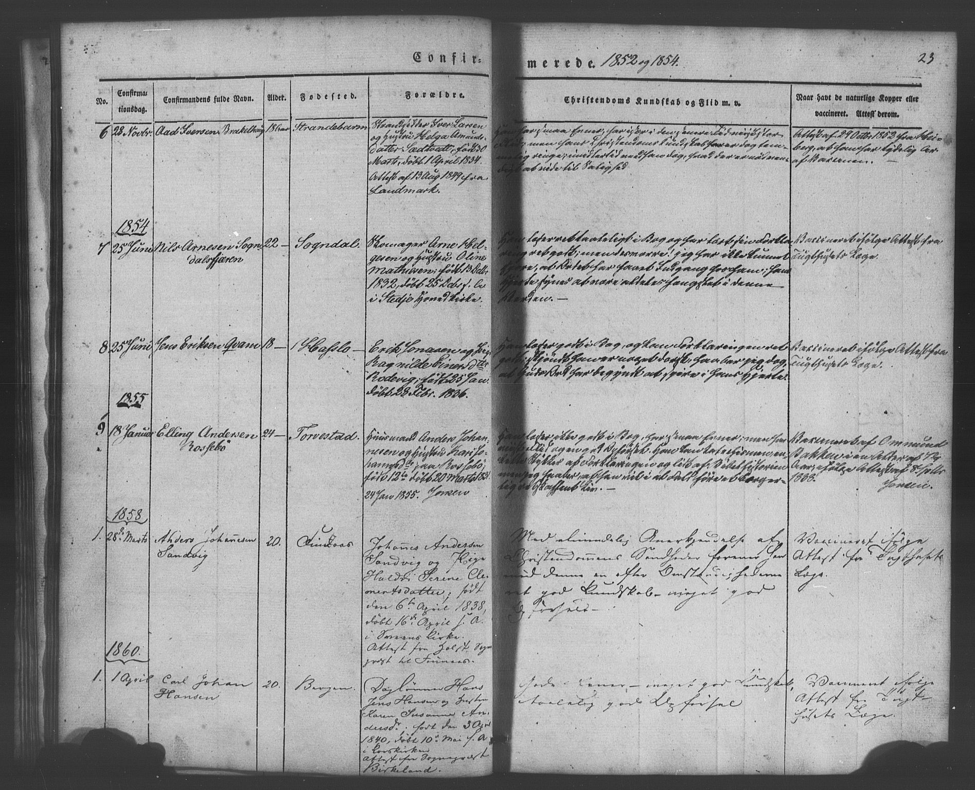 Bergens straffeanstalt, SAB/A-100323: Parish register (official) no. A 1, 1841-1884, p. 23