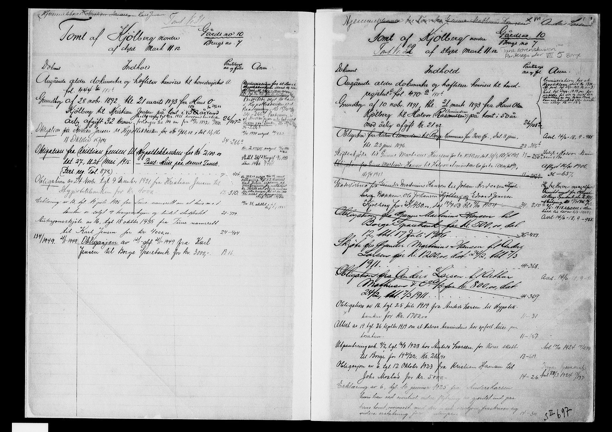 Tune sorenskriveri, SAO/A-10470/G/Ga/Gab/Gabg/L0005: Mortgage register no. VII 5, 1893-1893, p. 1