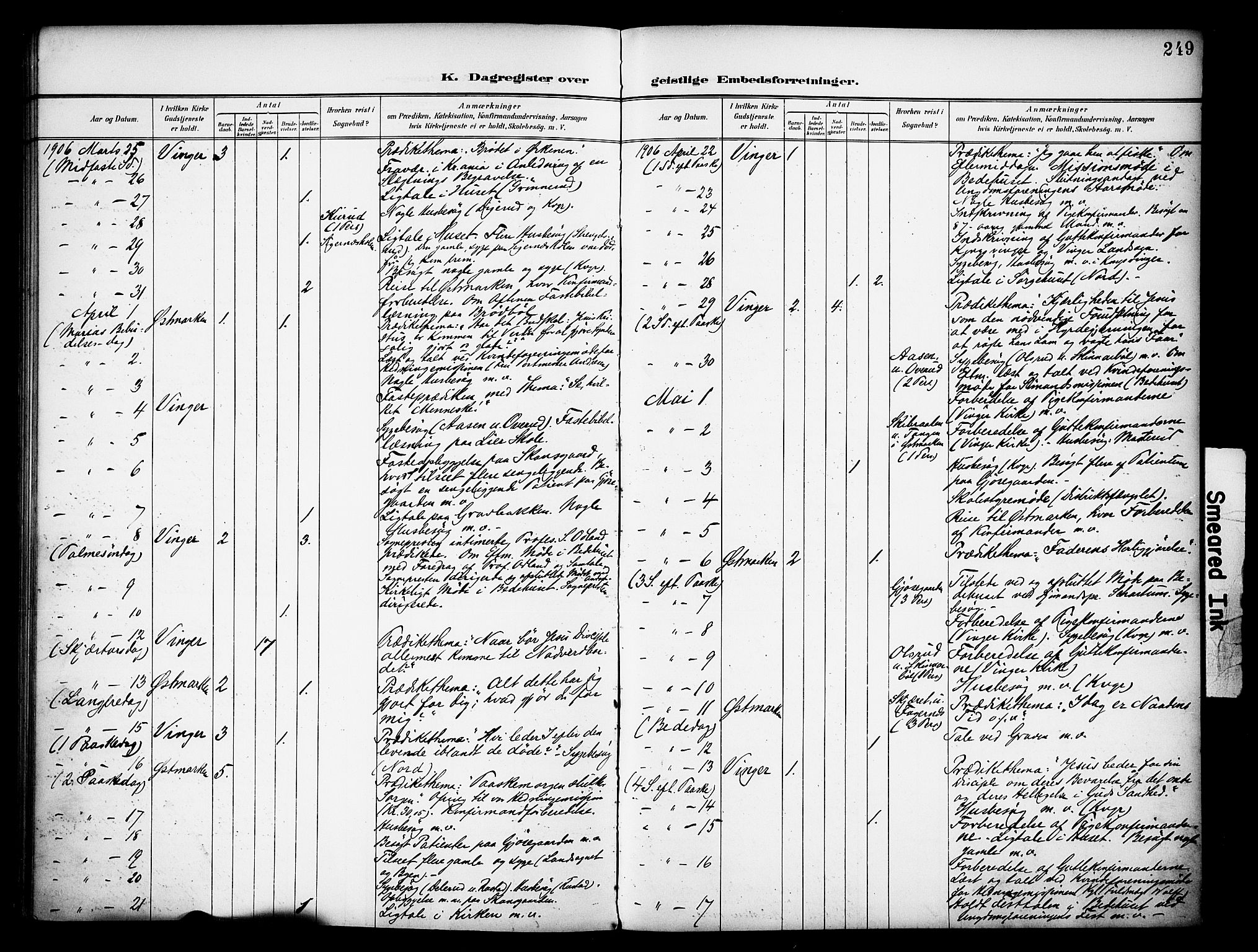 Vinger prestekontor, AV/SAH-PREST-024/H/Ha/Haa/L0016: Parish register (official) no. 16, 1898-1920, p. 249