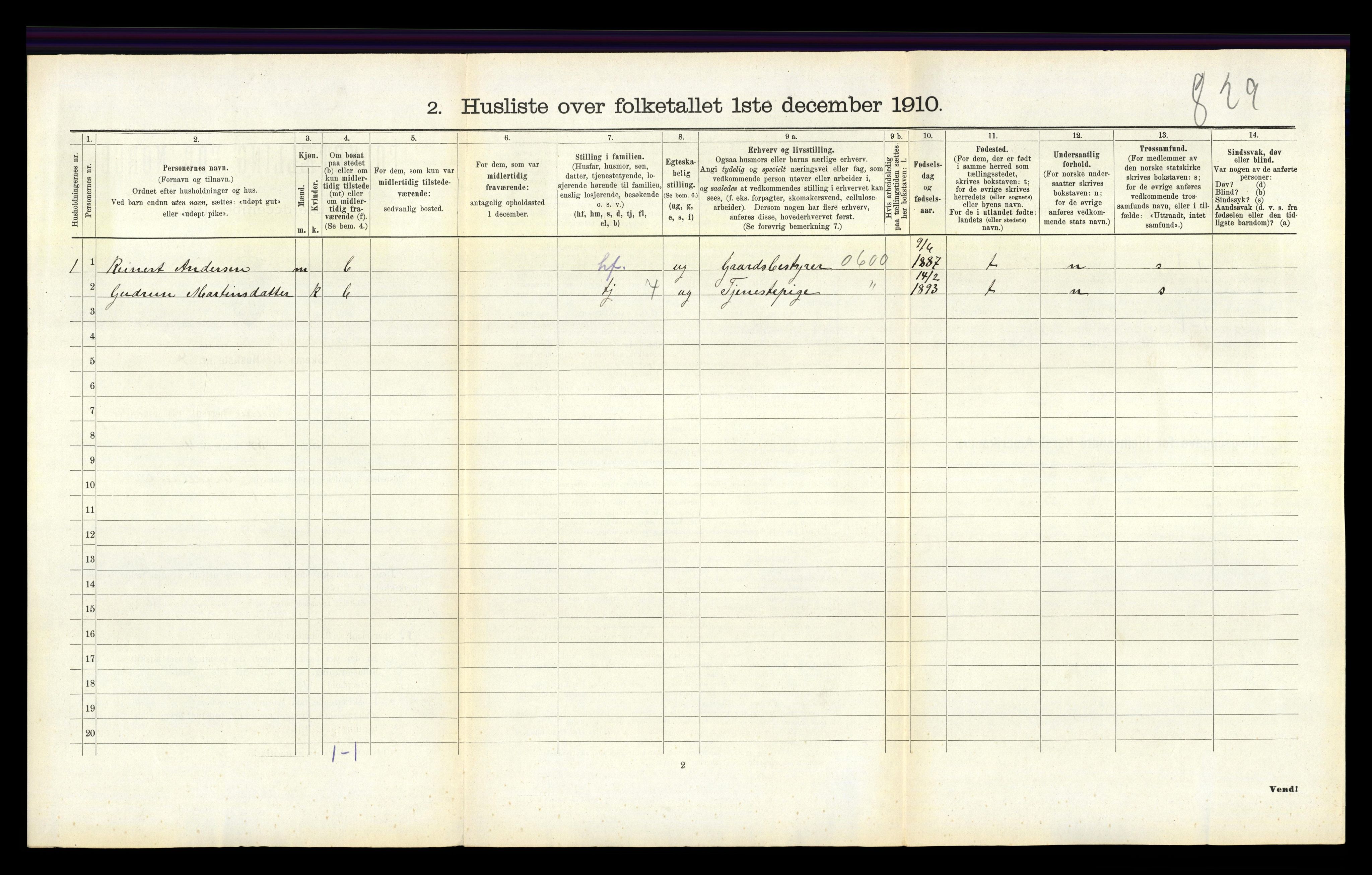 RA, 1910 census for Holum, 1910, p. 443