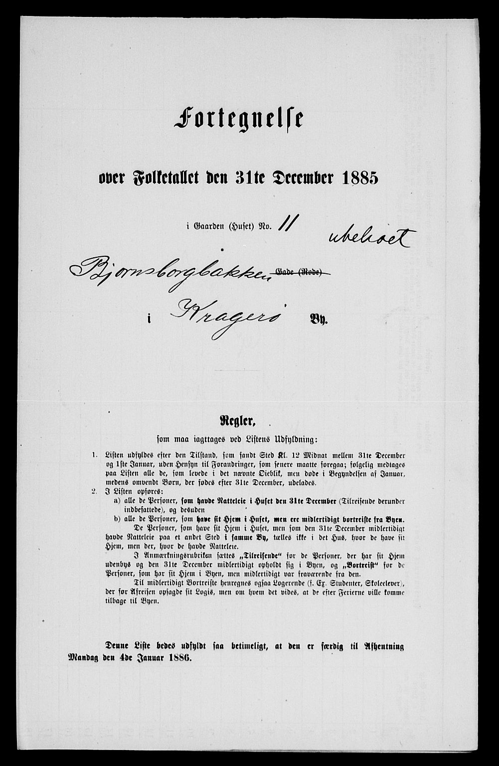 SAKO, 1885 census for 0801 Kragerø, 1885, p. 908