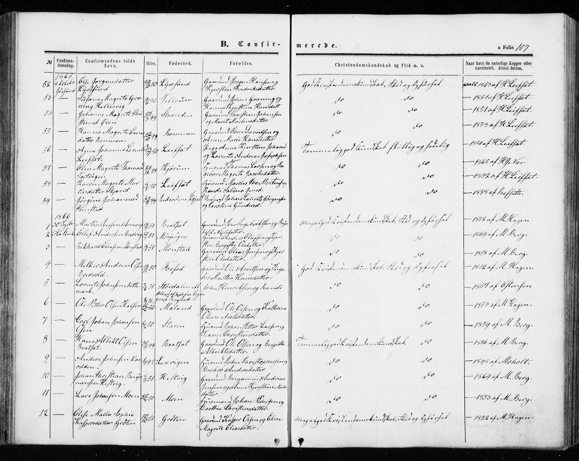 Ministerialprotokoller, klokkerbøker og fødselsregistre - Sør-Trøndelag, SAT/A-1456/655/L0678: Parish register (official) no. 655A07, 1861-1873, p. 107