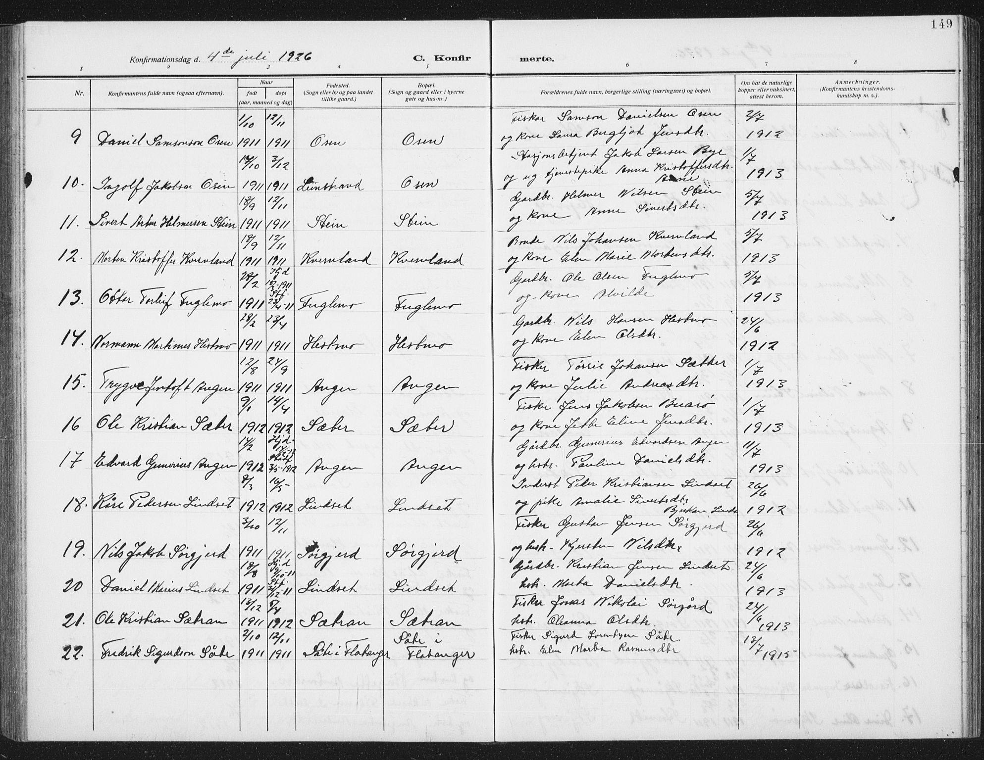 Ministerialprotokoller, klokkerbøker og fødselsregistre - Sør-Trøndelag, SAT/A-1456/658/L0727: Parish register (copy) no. 658C03, 1909-1935, p. 149